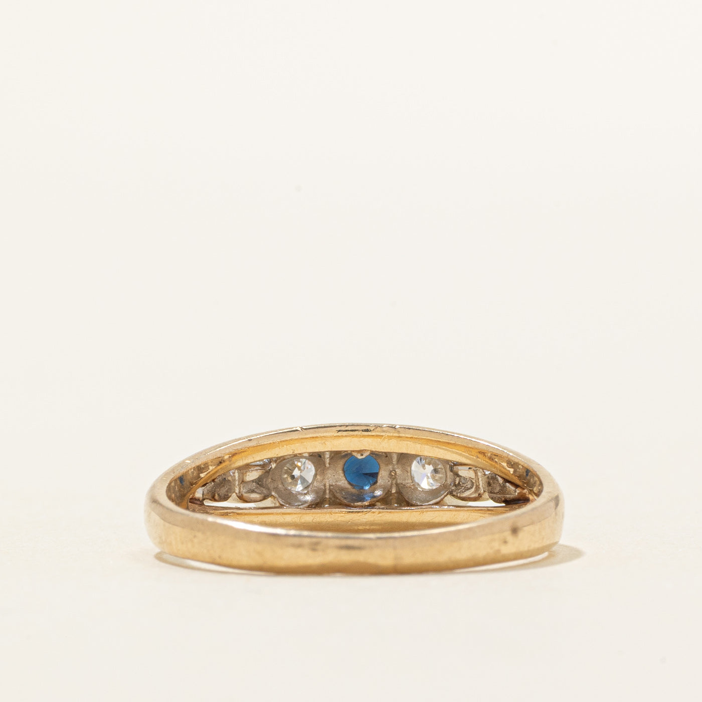 Two-Tone Diamond & Sapphire Tapered Ring | 0.24ctw, 0.20ct | SZ 7