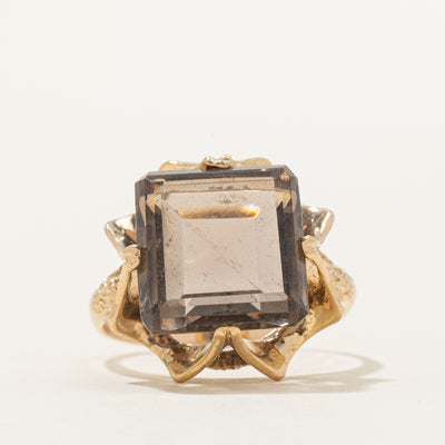 Smoky Quartz Textured Cocktail Ring | 7.00ct | SZ 8.25