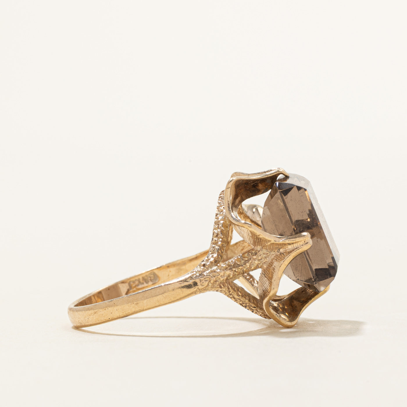 Smoky Quartz Textured Cocktail Ring | 7.00ct | SZ 8.25