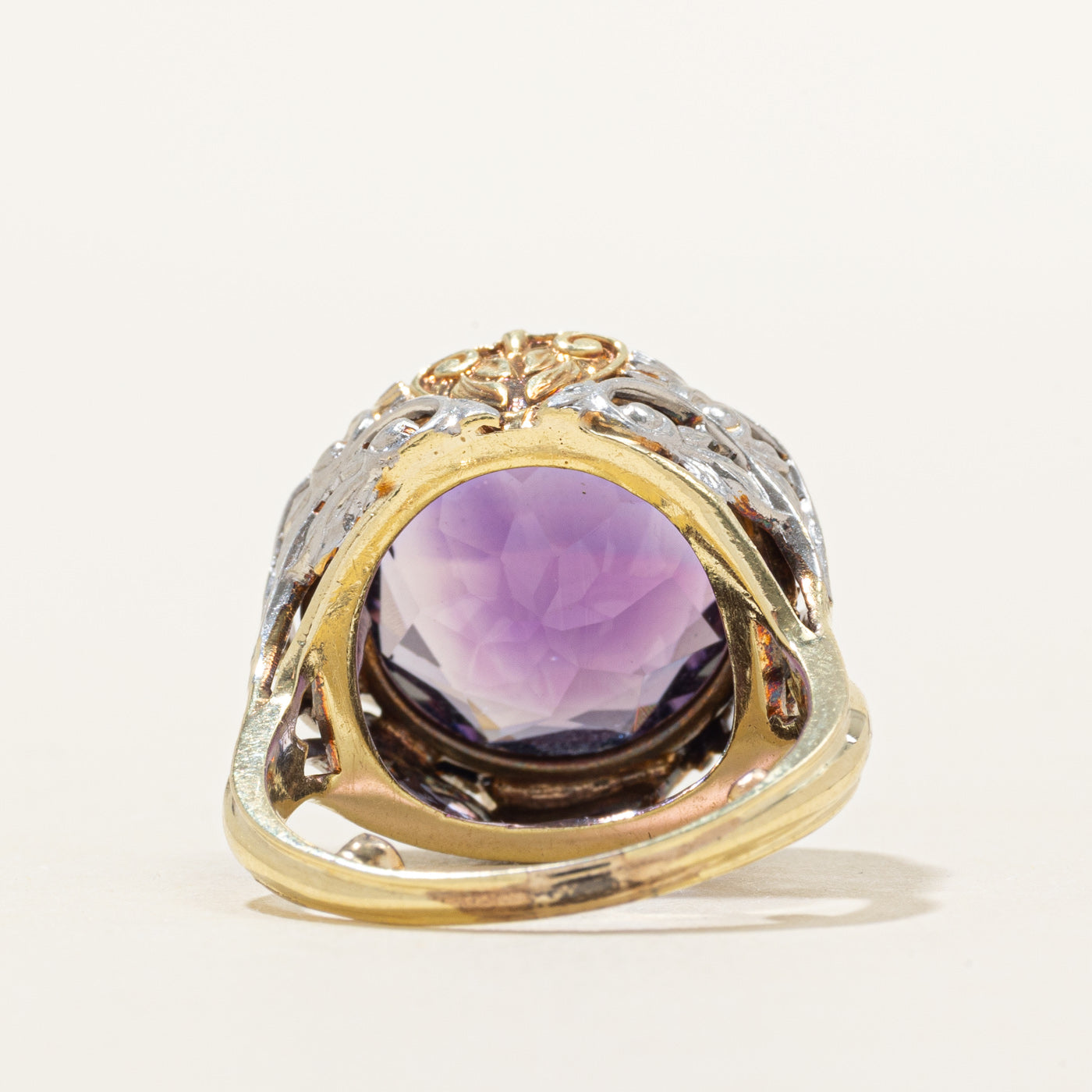 Amethyst Floral Engraved Cocktail Ring | 10.00ct | SZ 4.25