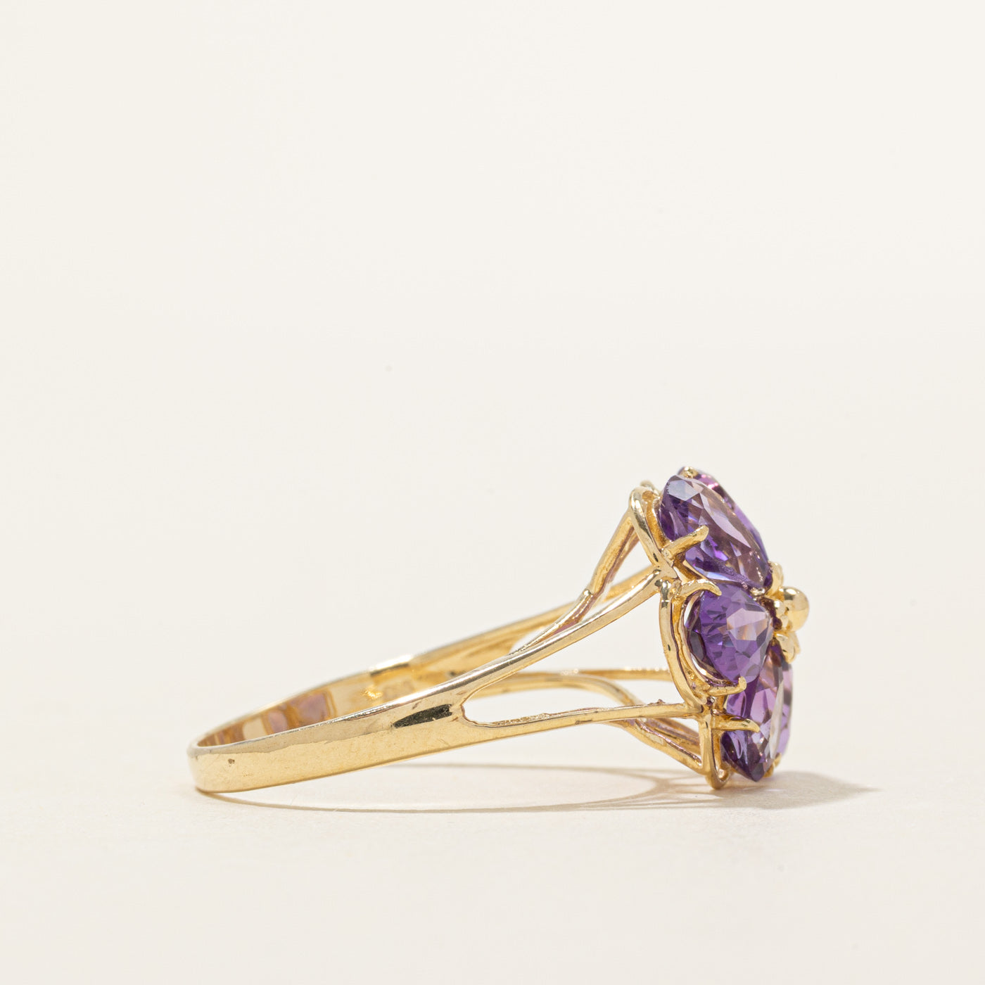 Pear Cut Amethyst Flower Cocktail Ring | 2.00ctw | SZ 6.75