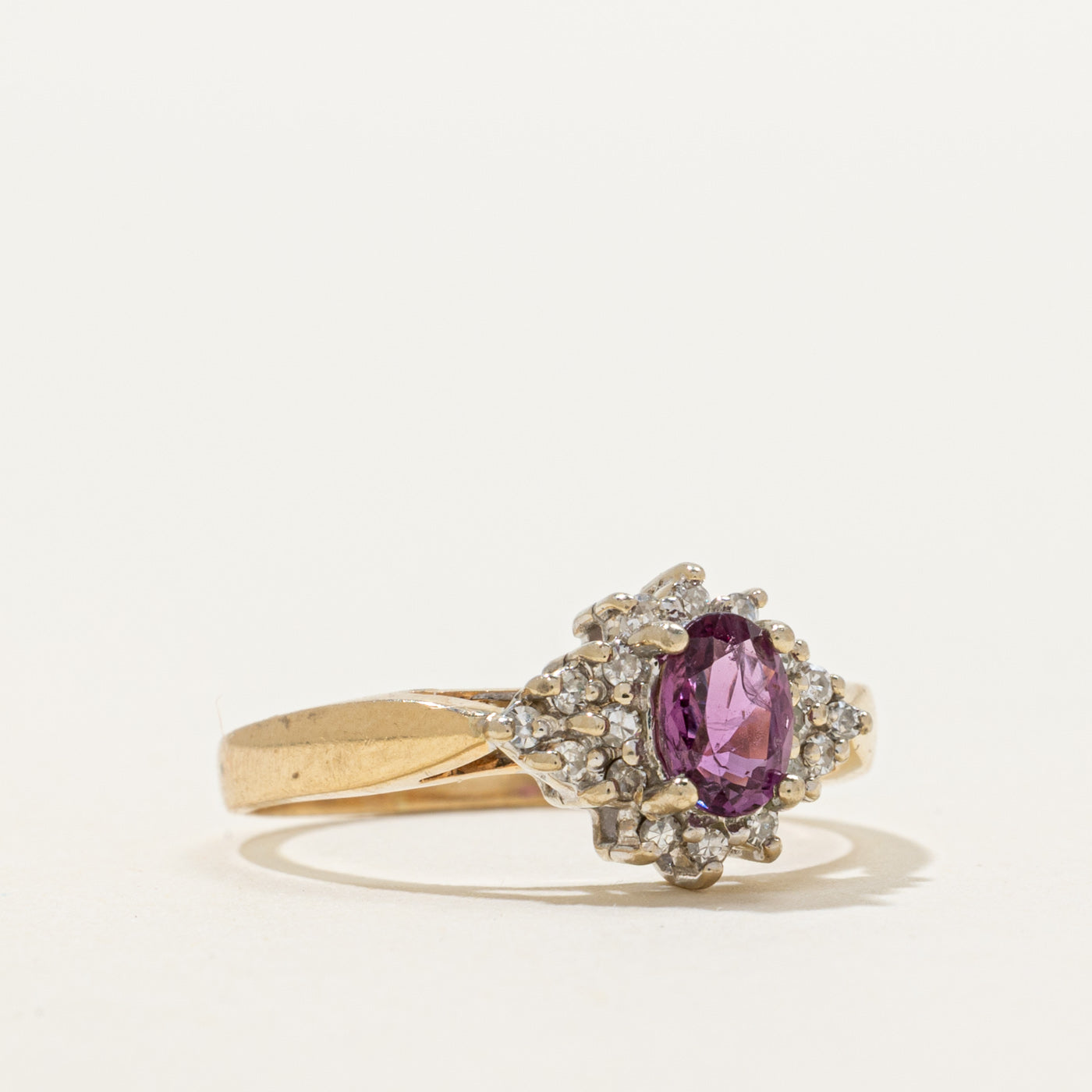 Oval Cut Pink Sapphire & Diamond Petal Ring | 0.60ct, 0.09ctw | SZ 6.5
