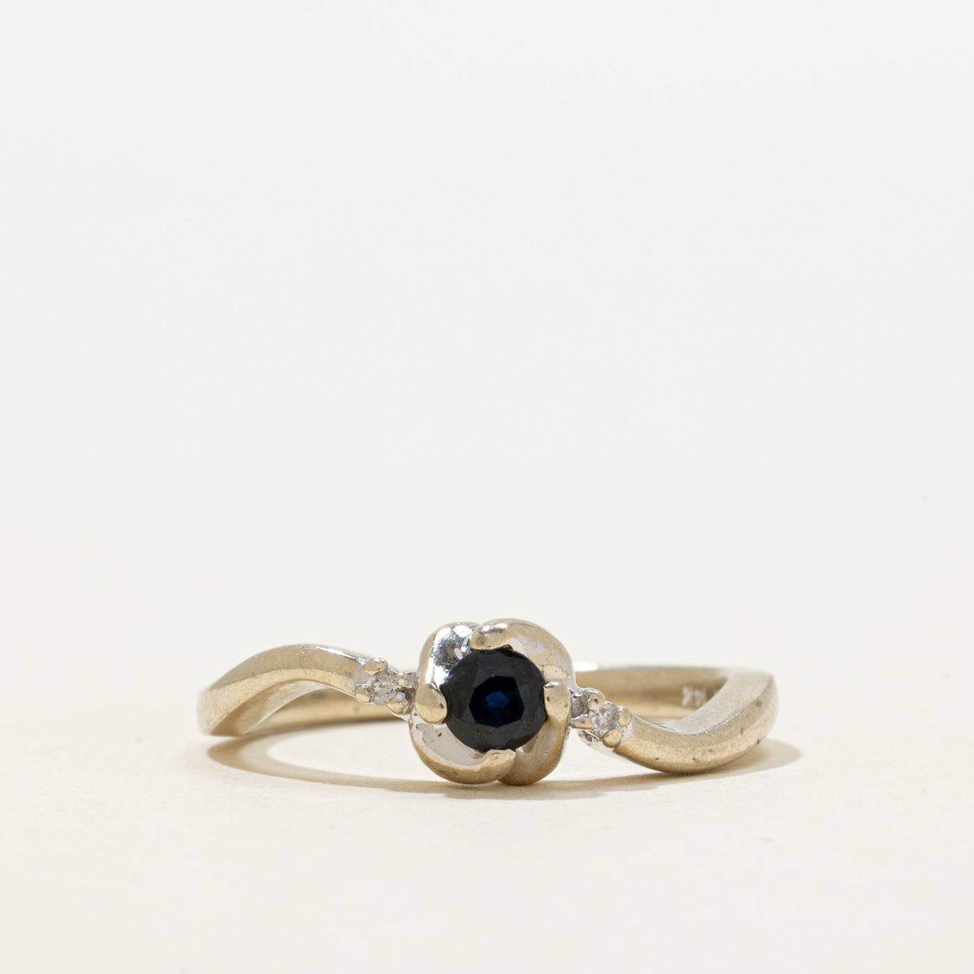 Sapphire & Diamond Wavy Ring | 0.18ct, 0.02ctw | SZ 6