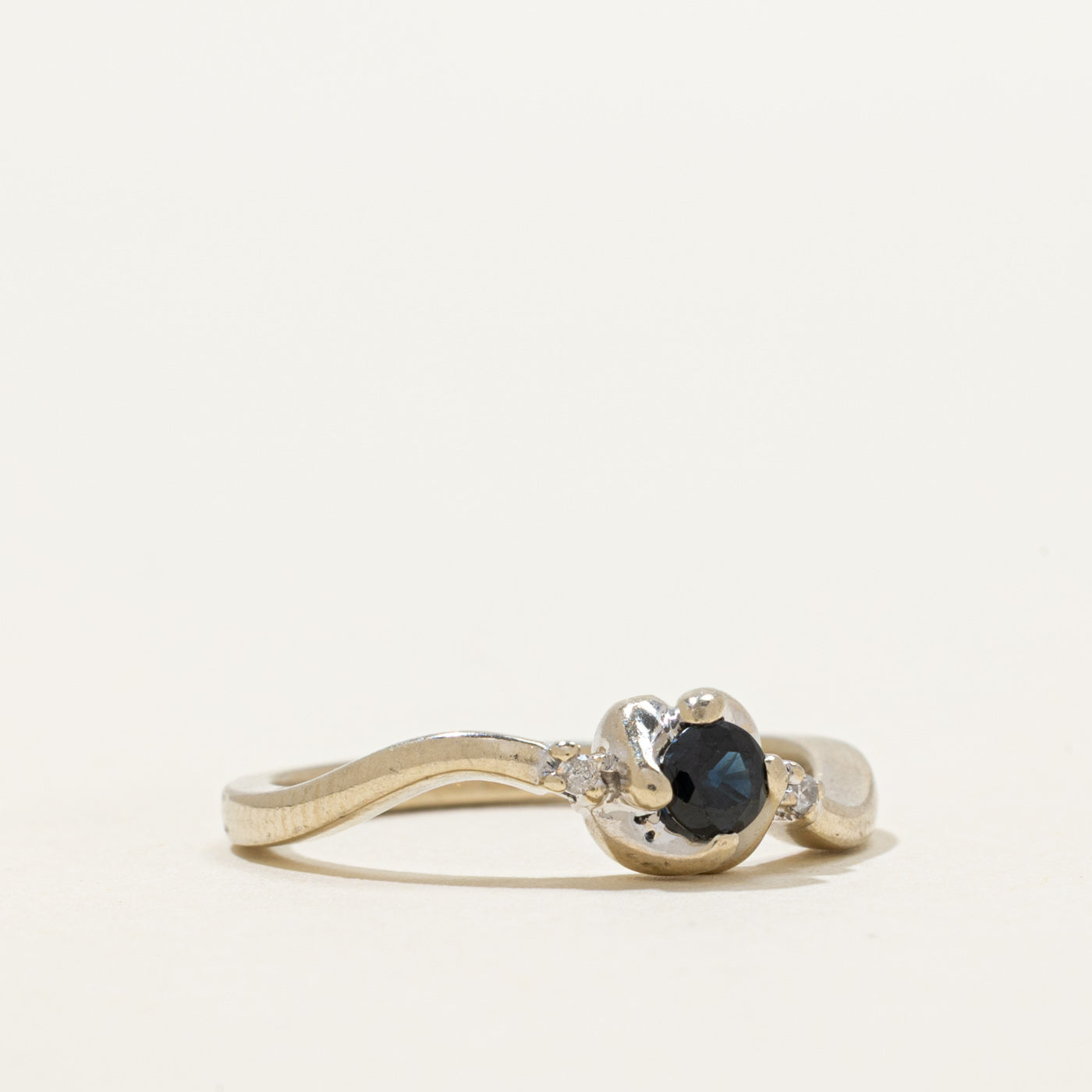 Sapphire & Diamond Wavy Ring | 0.18ct, 0.02ctw | SZ 6