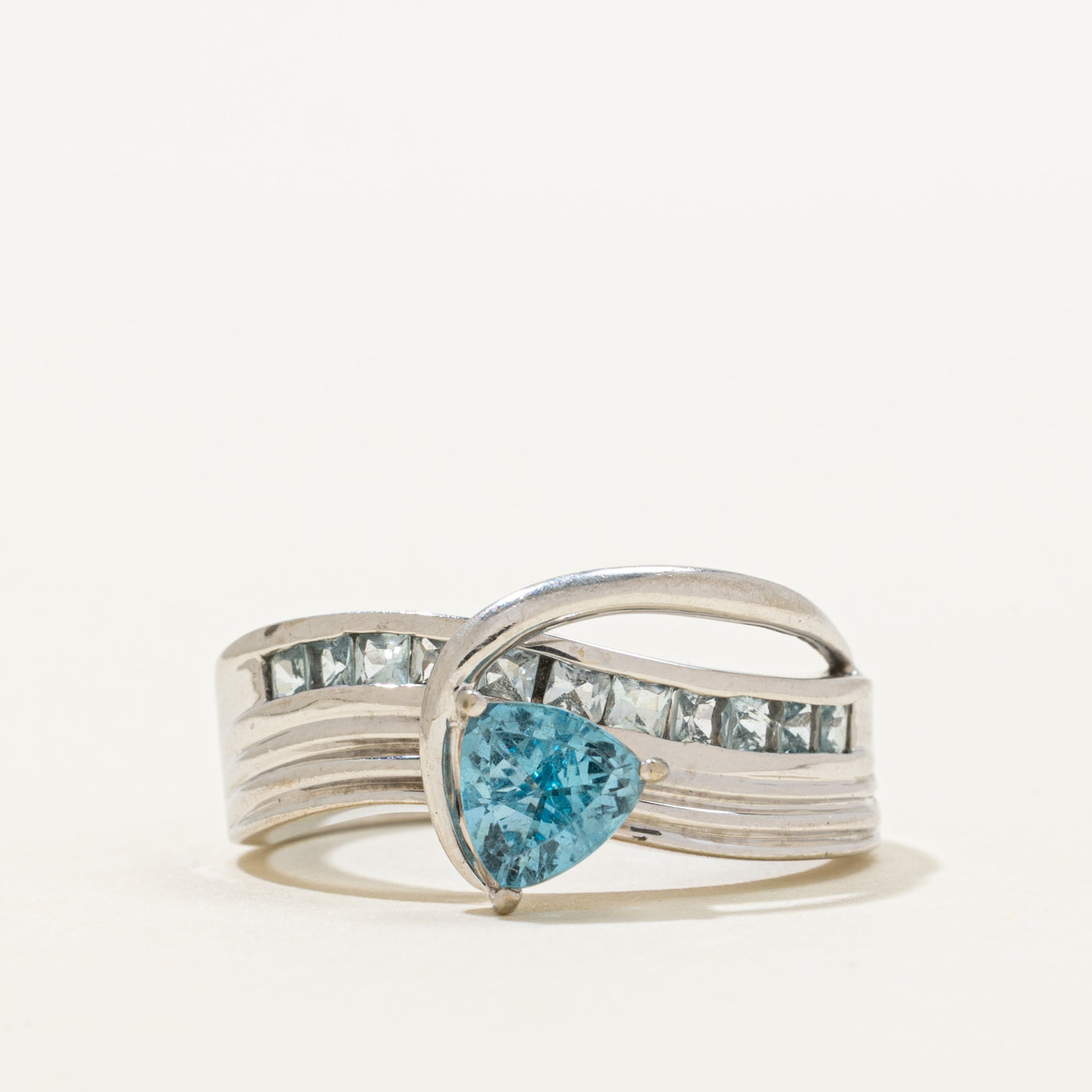 Trillion Cut Blue Topaz Cross Over Ring | 1.50ctw | SZ 8.75