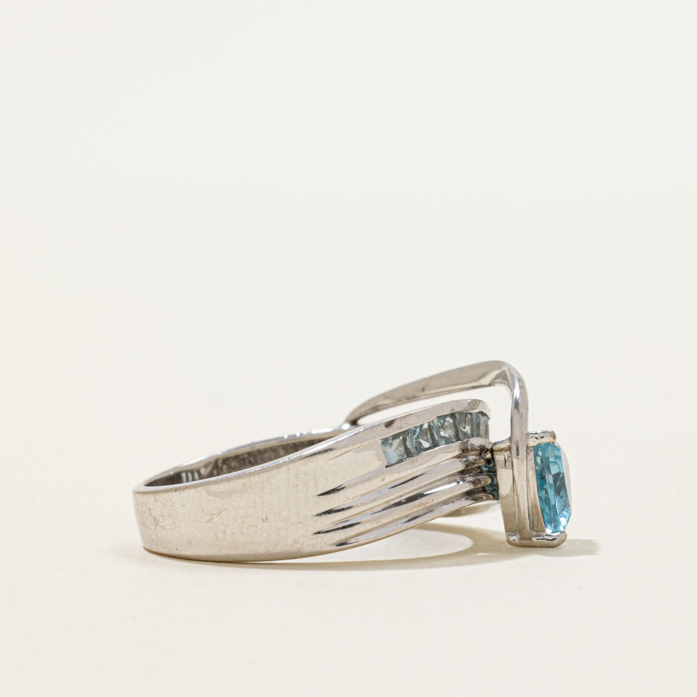 Trillion Cut Blue Topaz Cross Over Ring | 1.50ctw | SZ 8.75