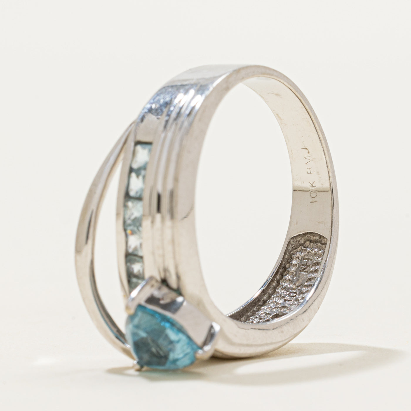 Trillion Cut Blue Topaz Cross Over Ring | 1.50ctw | SZ 8.75