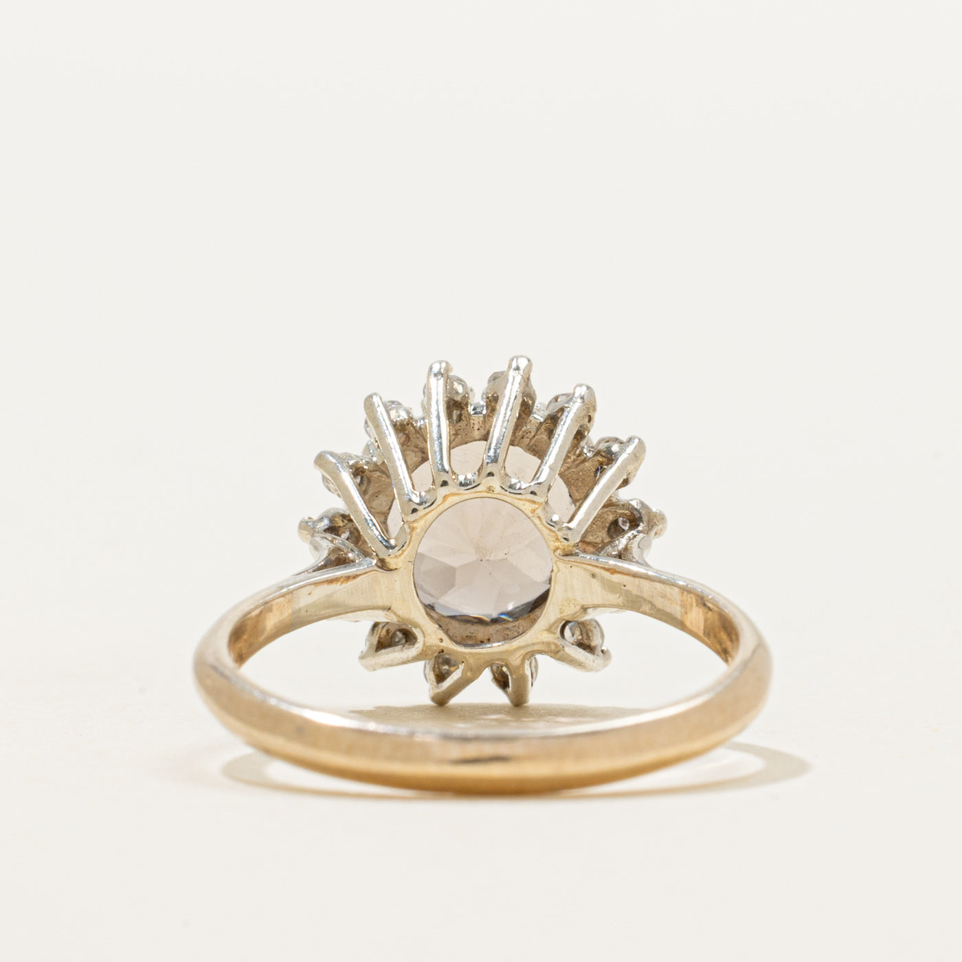 Round Cut Smoky Quartz & Diamond Petal Ring | 1.73ct, 0.21ctw | SZ 6