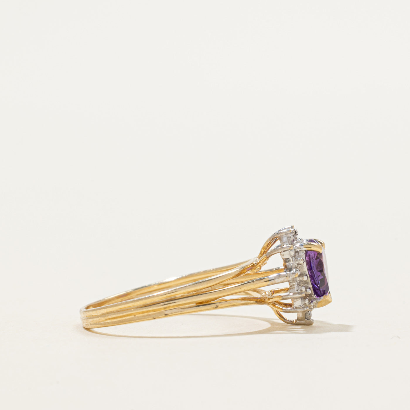 Amethyst & Diamond Heart Petal Ring | 0.60ct, 0.01ctw | SZ 7