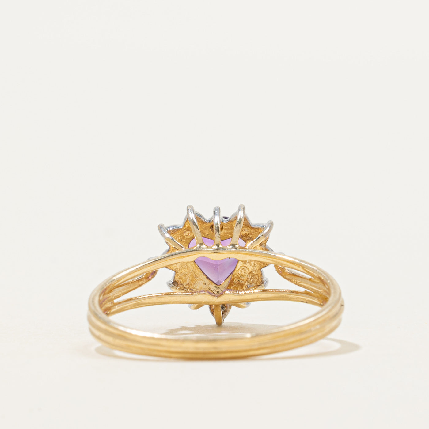 Amethyst & Diamond Heart Petal Ring | 0.60ct, 0.01ctw | SZ 7