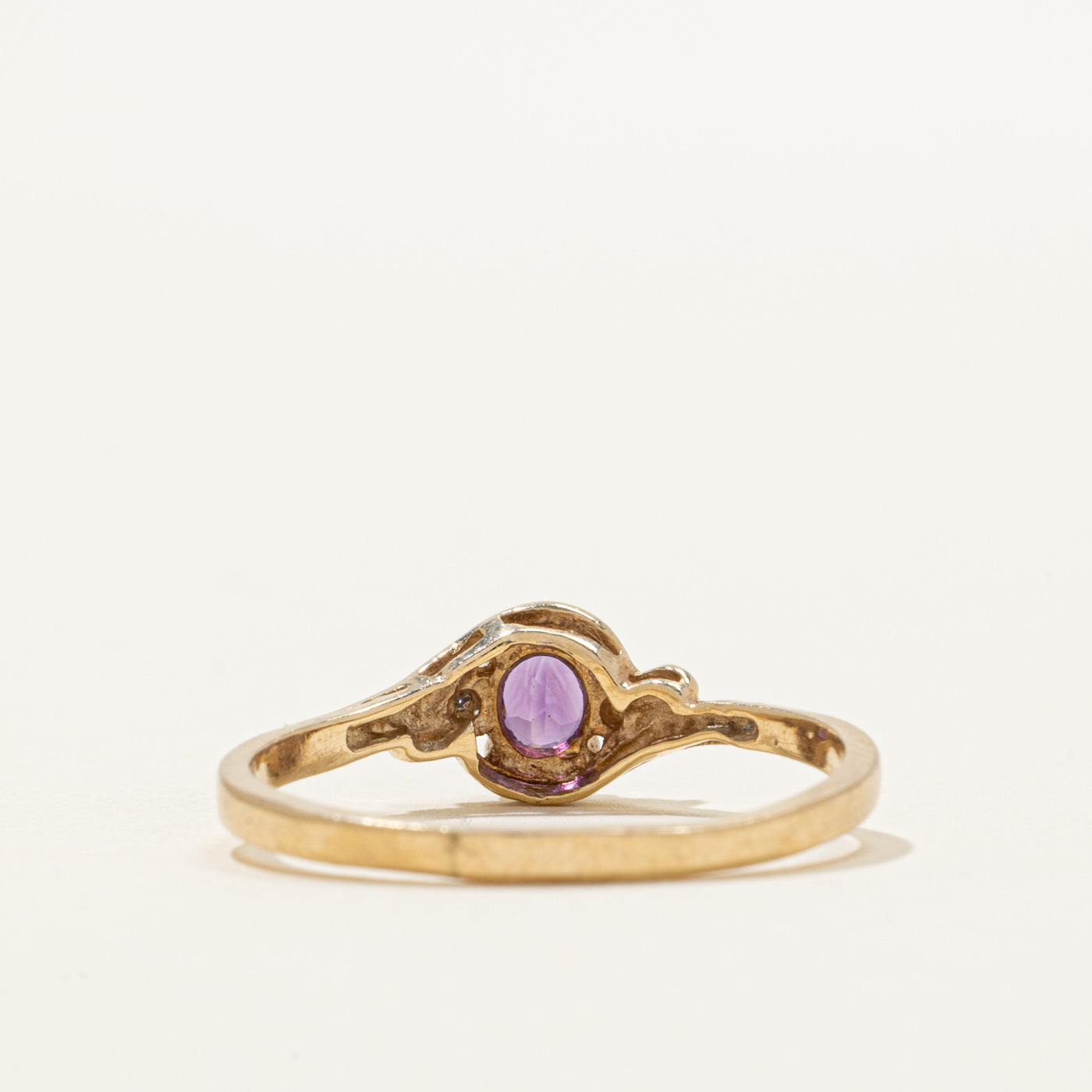 Round Cut Amethyst & Diamond Petite Ring | 0.25ct, 0.02ctw | SZ 10