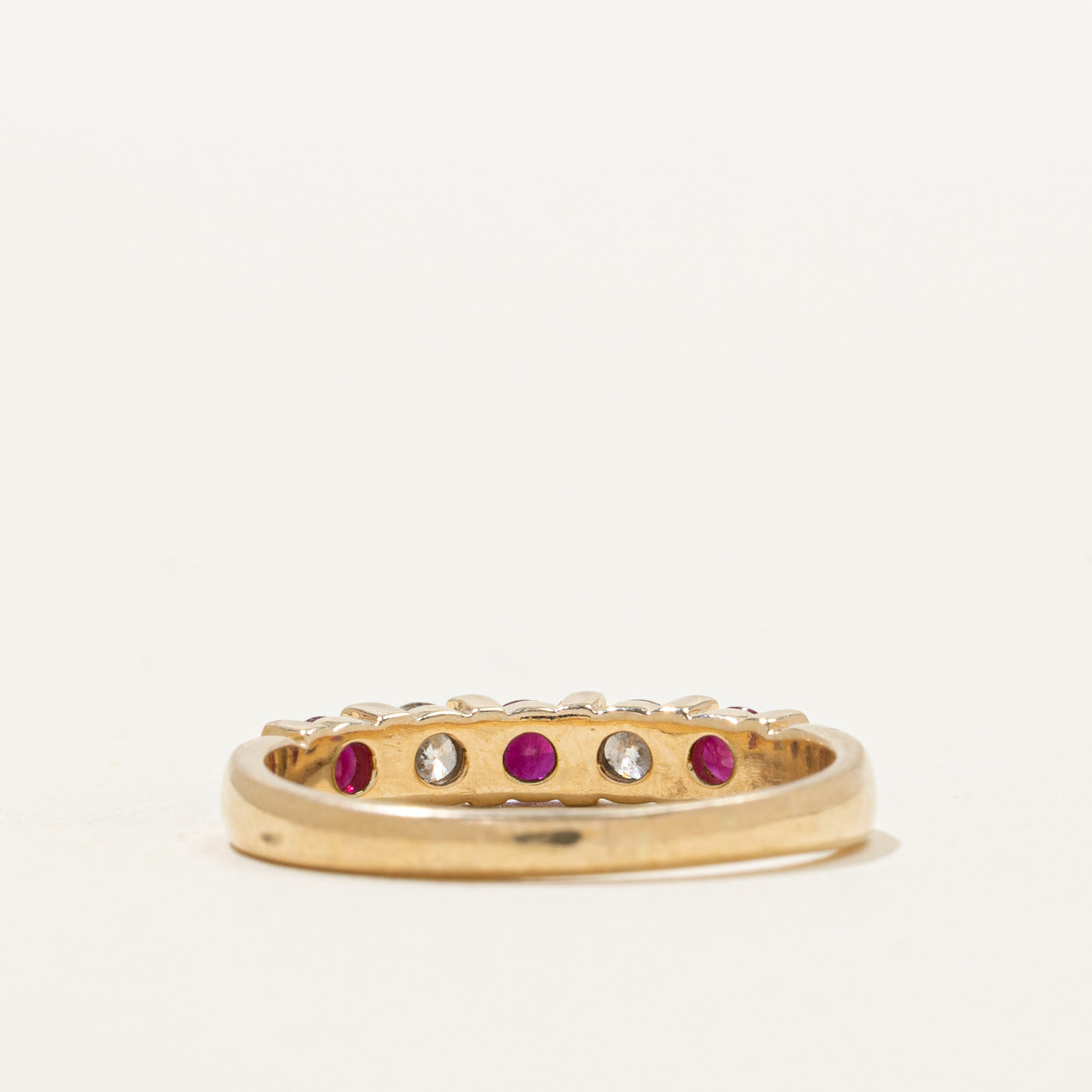Tension Set Semi-Eternity Ruby & Diamond Ring | 0.35ctw, 0.22ctw | SZ 7
