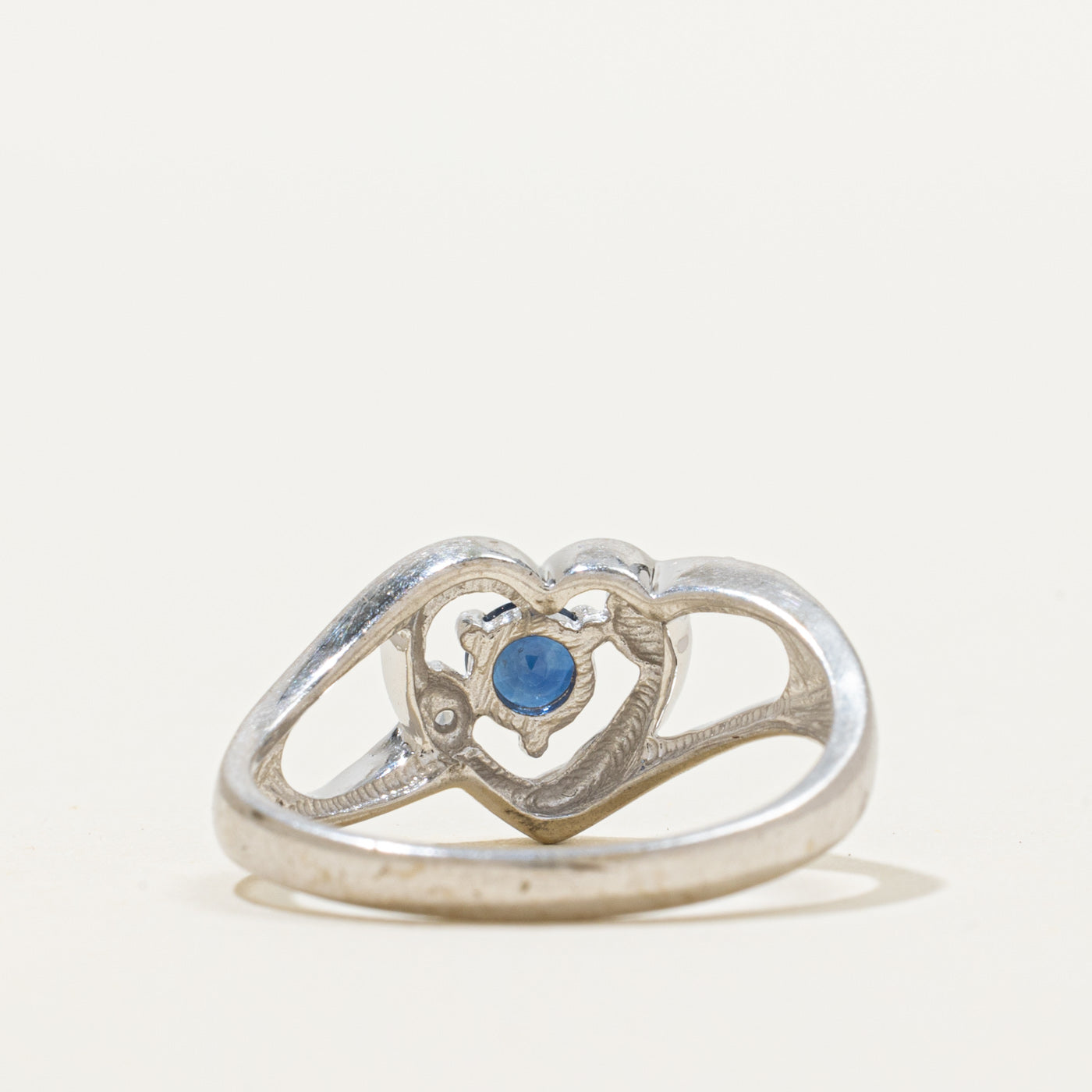 Sapphire & Diamond Open Heart Ring | 0.30ct, 0.01ctw | SZ 7.25