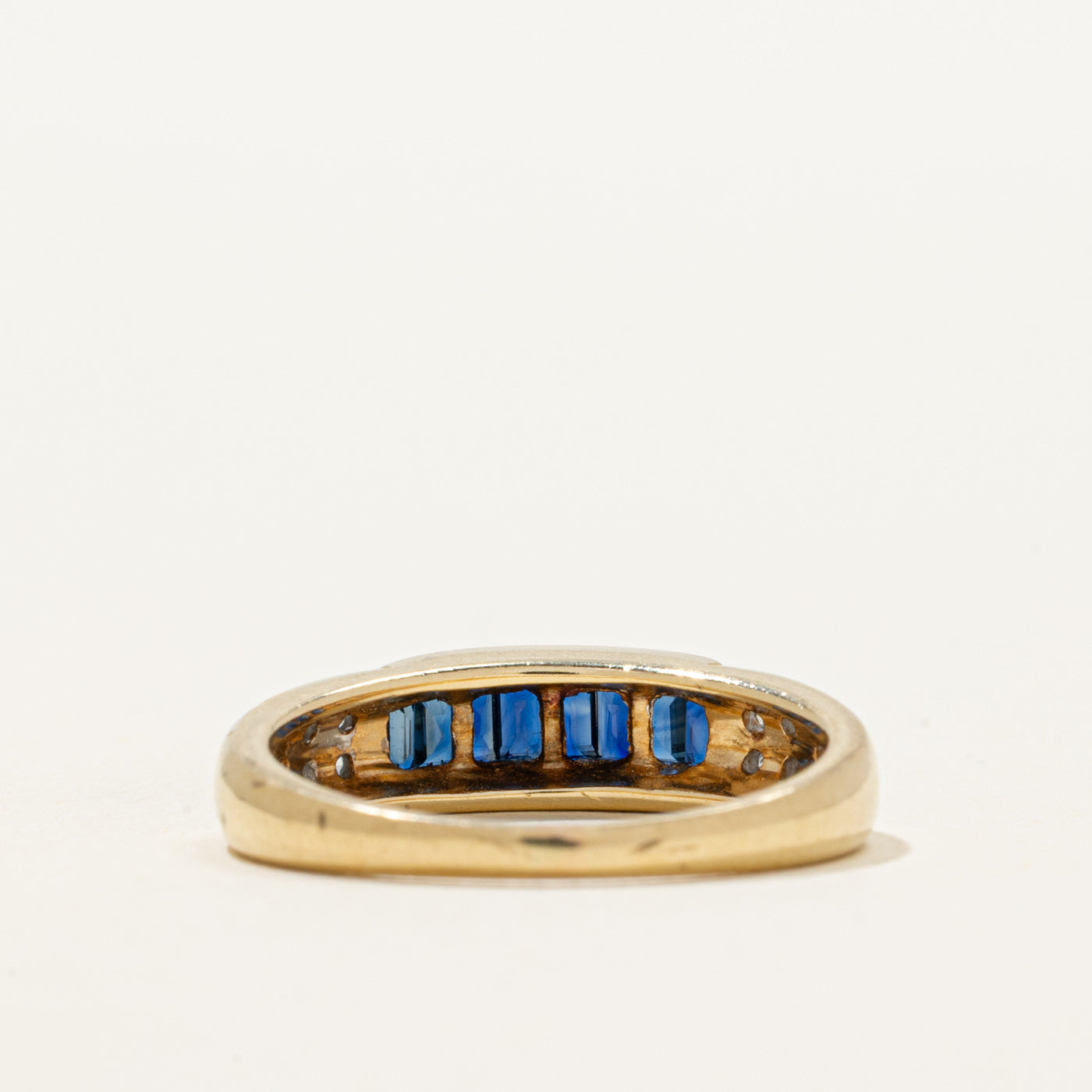 Channel Set Baguette Cut Sapphire & Diamond Ring | 0.40ctw, 0.04ctw | SZ 7.25