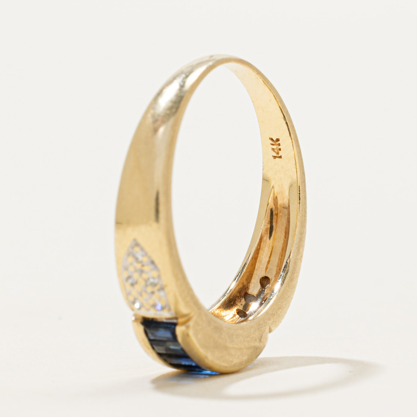 Channel Set Baguette Cut Sapphire & Diamond Ring | 0.40ctw, 0.04ctw | SZ 7.25