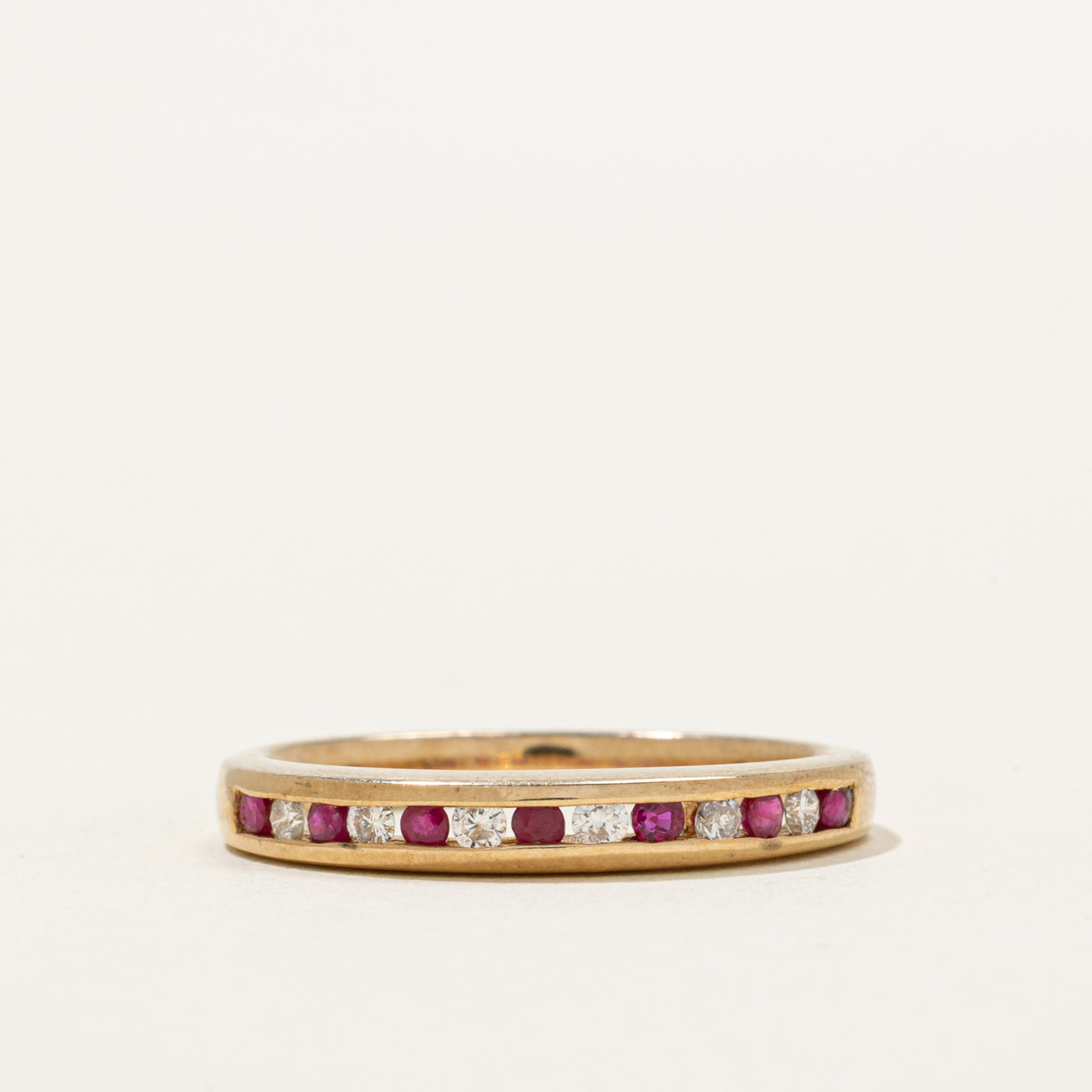 Channel Set Semi-Eternity Ruby & Diamond Band | 0.18ctw, 0.12ctw | 2.85mm | SZ 8