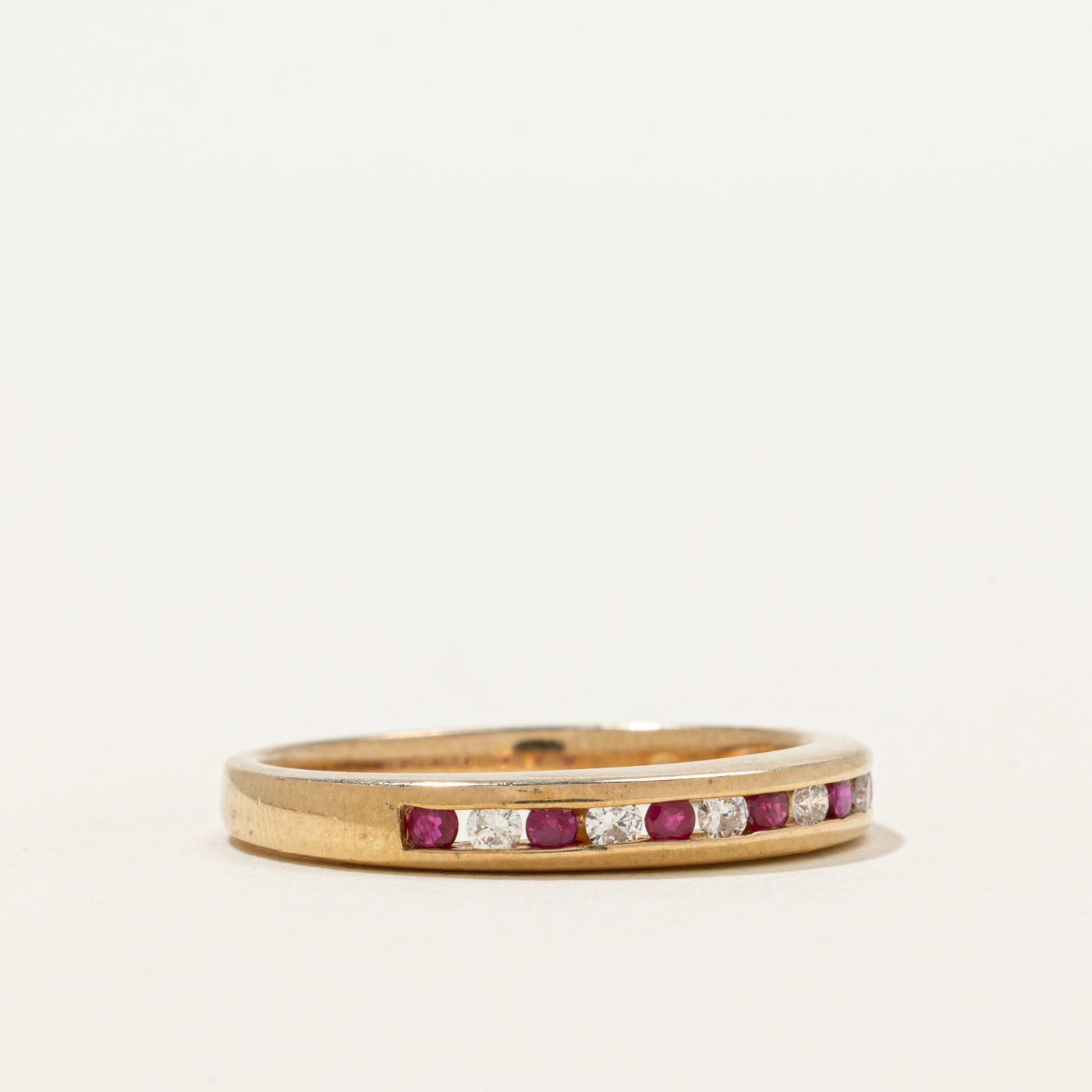 Channel Set Semi-Eternity Ruby & Diamond Band | 0.18ctw, 0.12ctw | 2.85mm | SZ 8