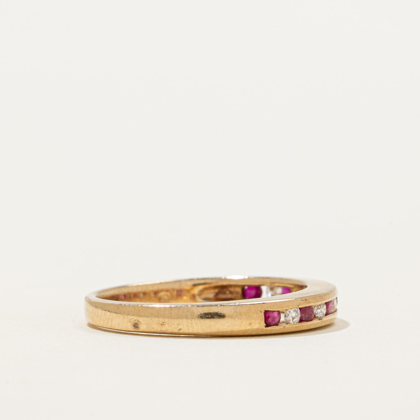 Channel Set Semi-Eternity Ruby & Diamond Band | 0.18ctw, 0.12ctw | 2.85mm | SZ 8