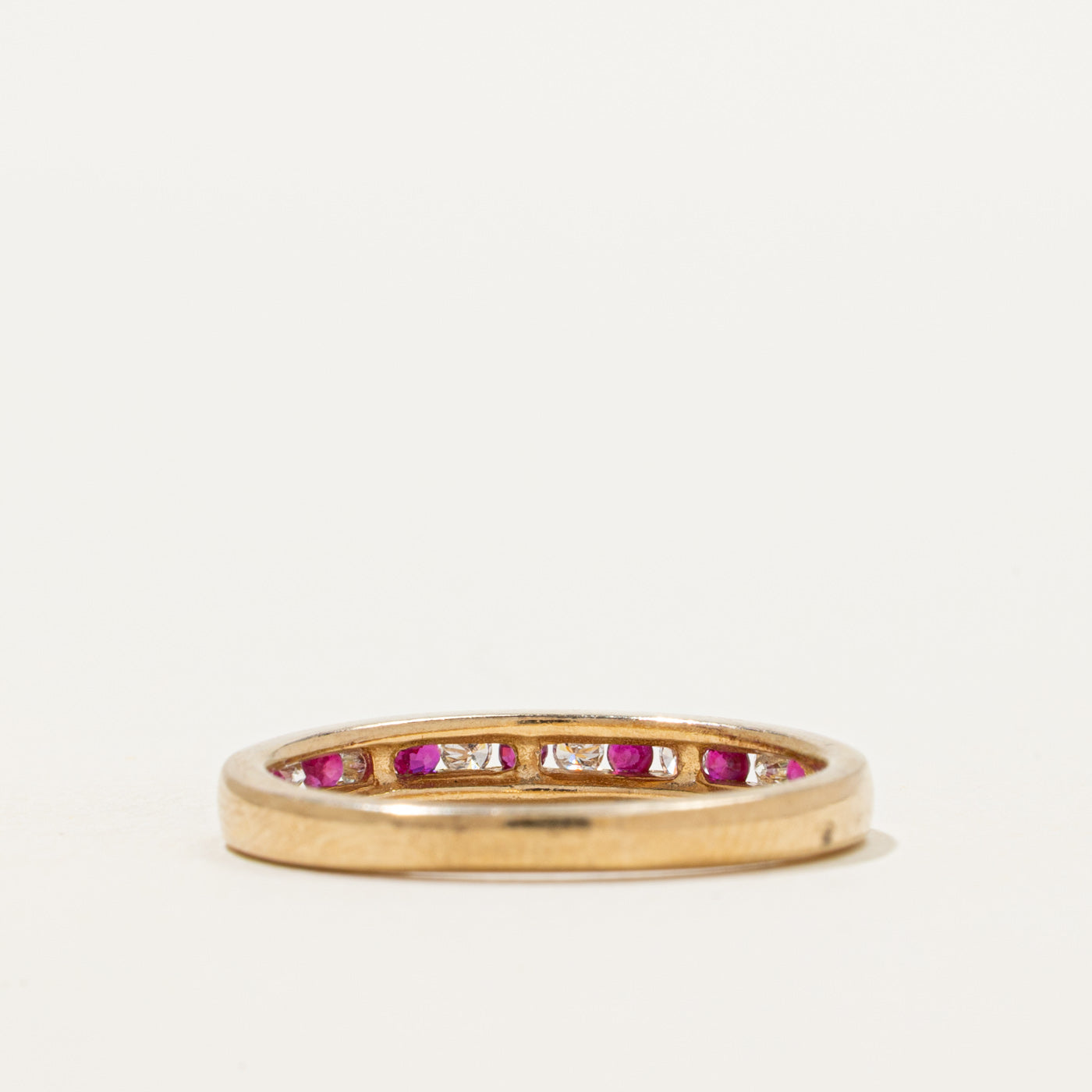 Channel Set Semi-Eternity Ruby & Diamond Band | 0.18ctw, 0.12ctw | 2.85mm | SZ 8