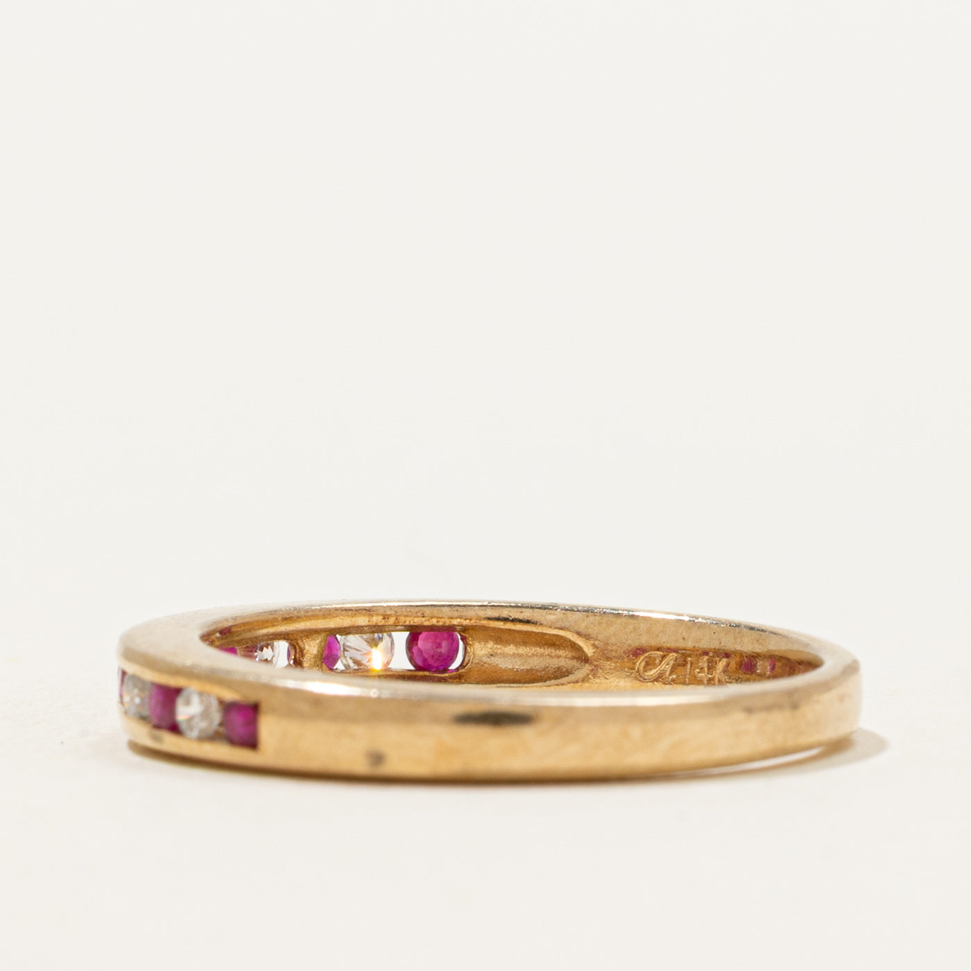 Channel Set Semi-Eternity Ruby & Diamond Band | 0.18ctw, 0.12ctw | 2.85mm | SZ 8