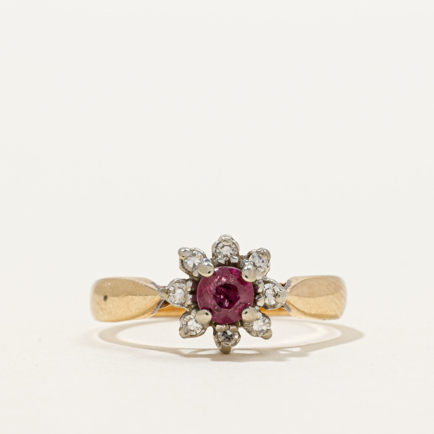 Ruby & Diamond Petal Ring | 0.25ct, 0.08ctw | SZ 5.25