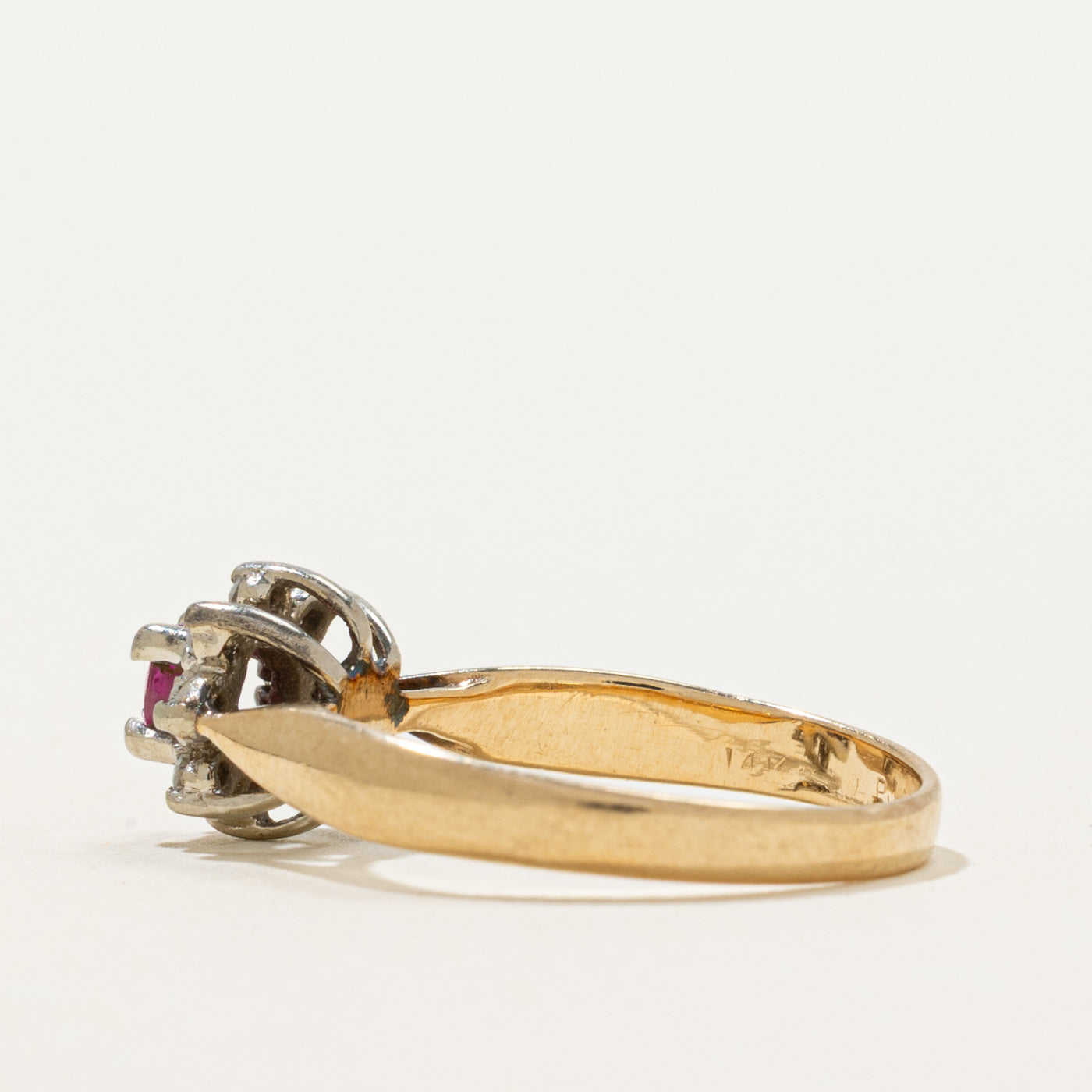 Ruby & Diamond Petal Ring | 0.25ct, 0.08ctw | SZ 5.25