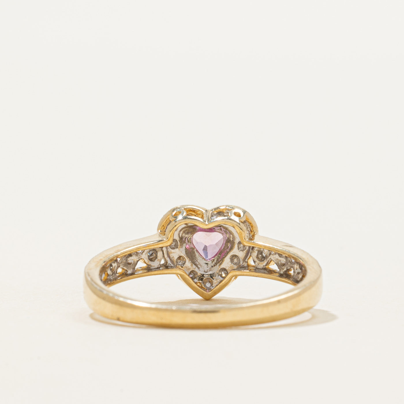 Synthetic Sapphire & Natural Diamond Halo Heart Ring | 0.30ct, 0.03ctw | SZ 7.25