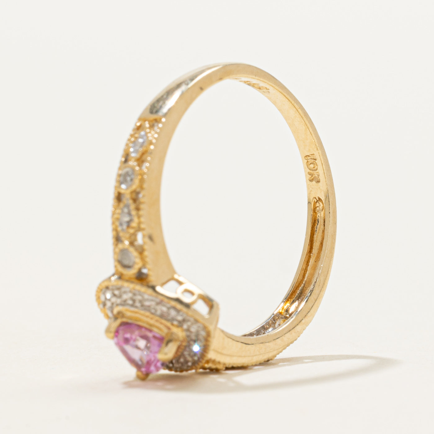 Synthetic Sapphire & Natural Diamond Halo Heart Ring | 0.30ct, 0.03ctw | SZ 7.25