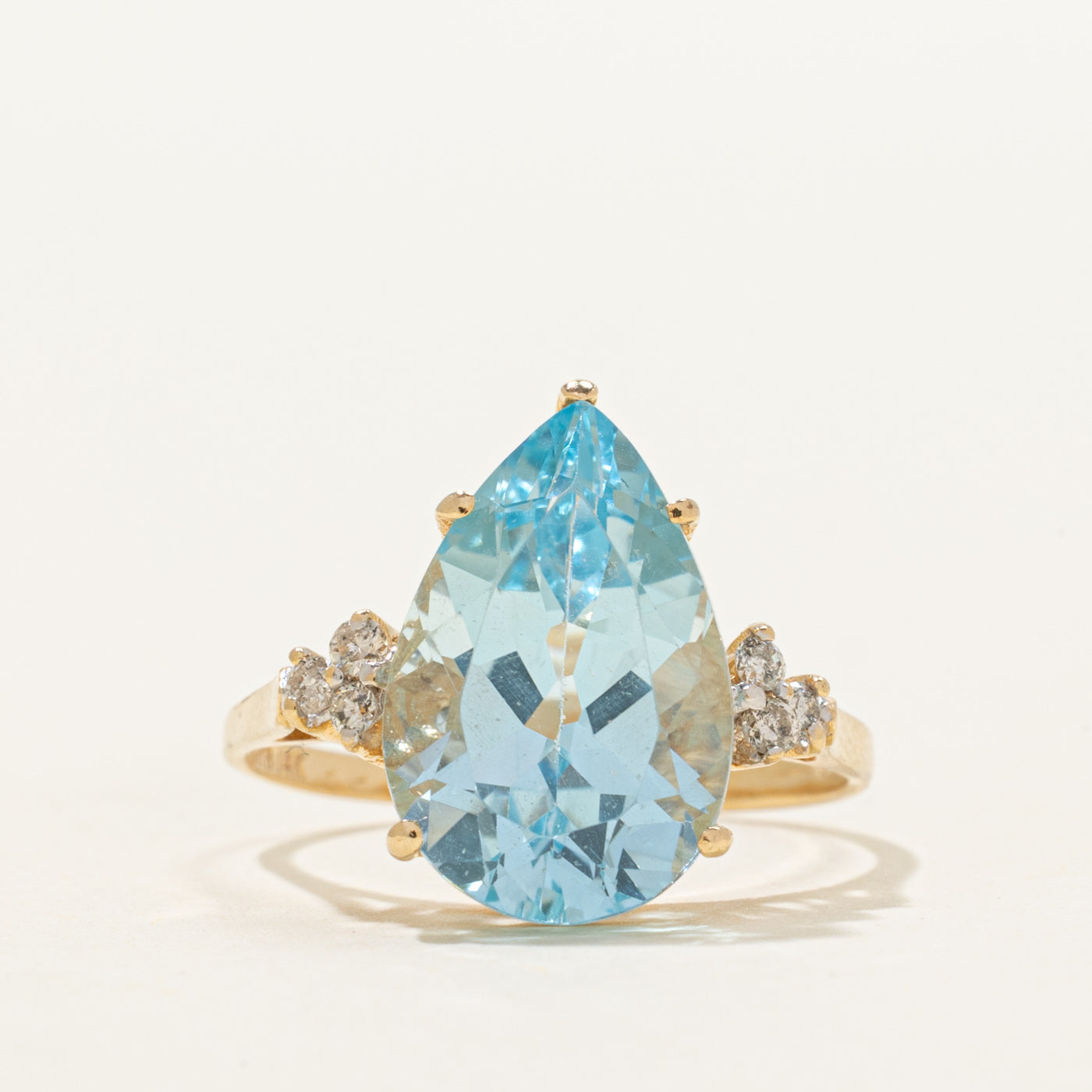 Pear Cut Blue Topaz & Diamond Cocktail Ring | 7.50ct, 0.09ctw | SZ 7.75