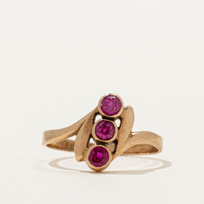 Bezel Set Diagonal Synthetic Ruby Ring | 0.26ctw | SZ 4.75