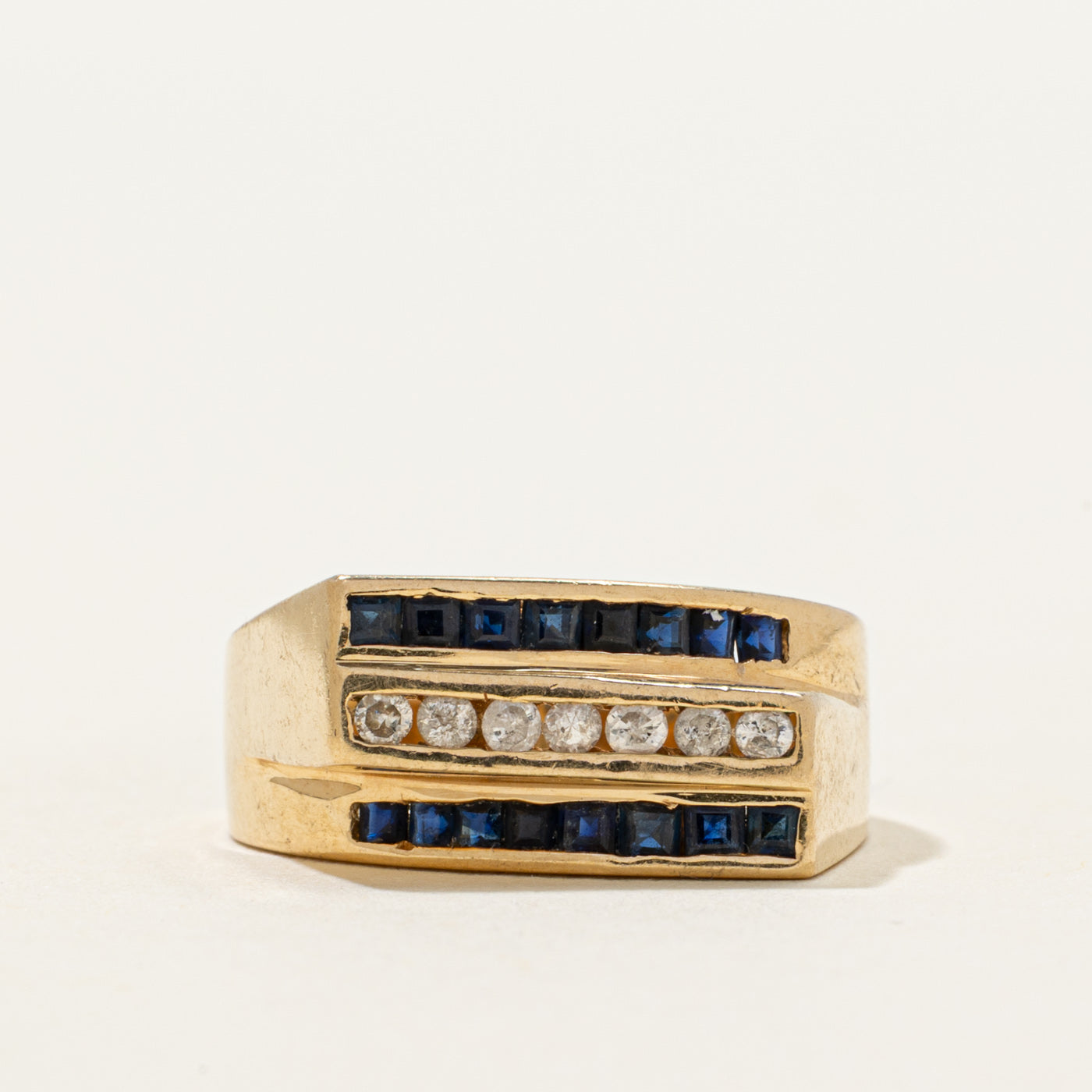 Channel Set Multi-Row Sapphire & Diamond Ring | 0.50ctw, 0.10ctw | SZ 5.25
