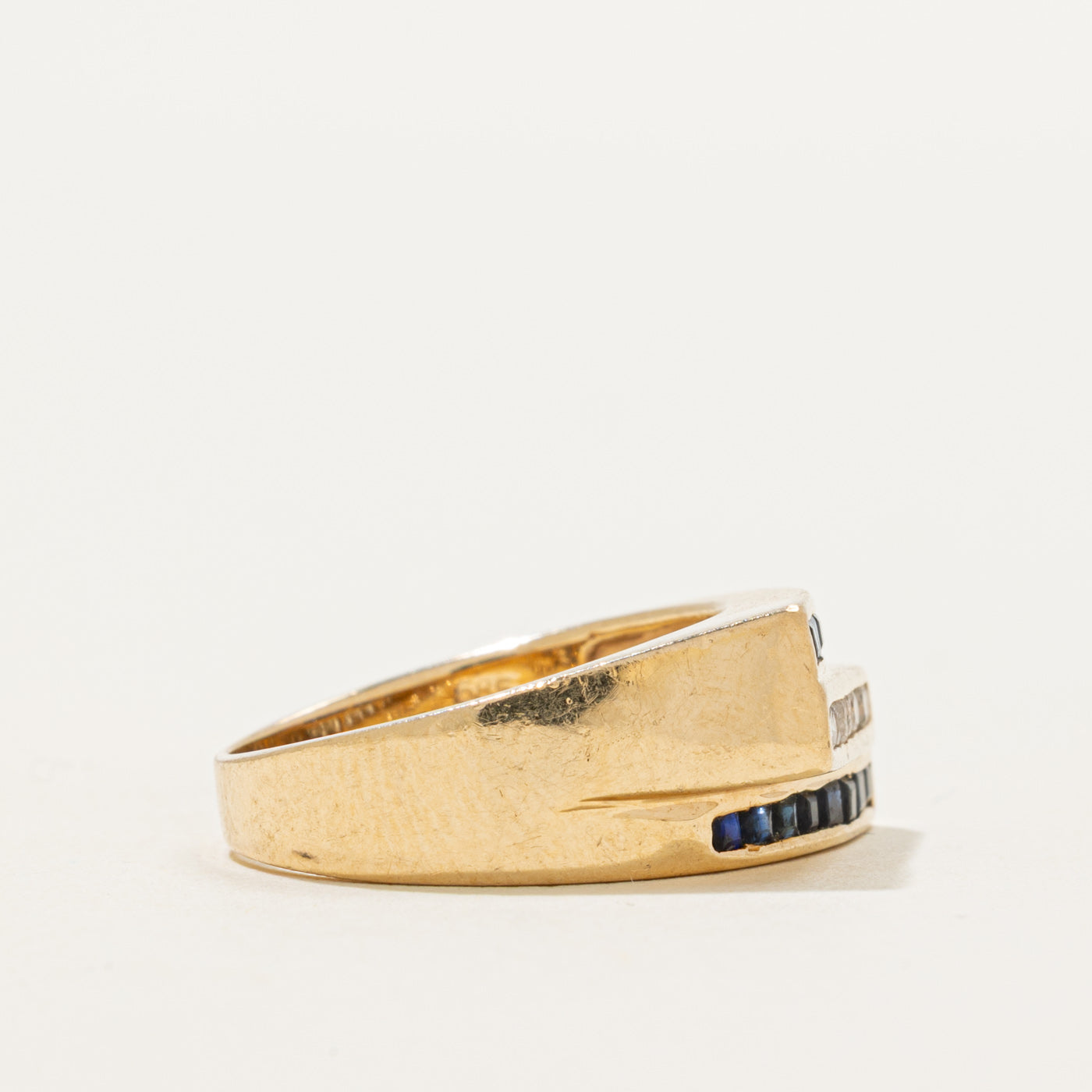 Channel Set Multi-Row Sapphire & Diamond Ring | 0.50ctw, 0.10ctw | SZ 5.25