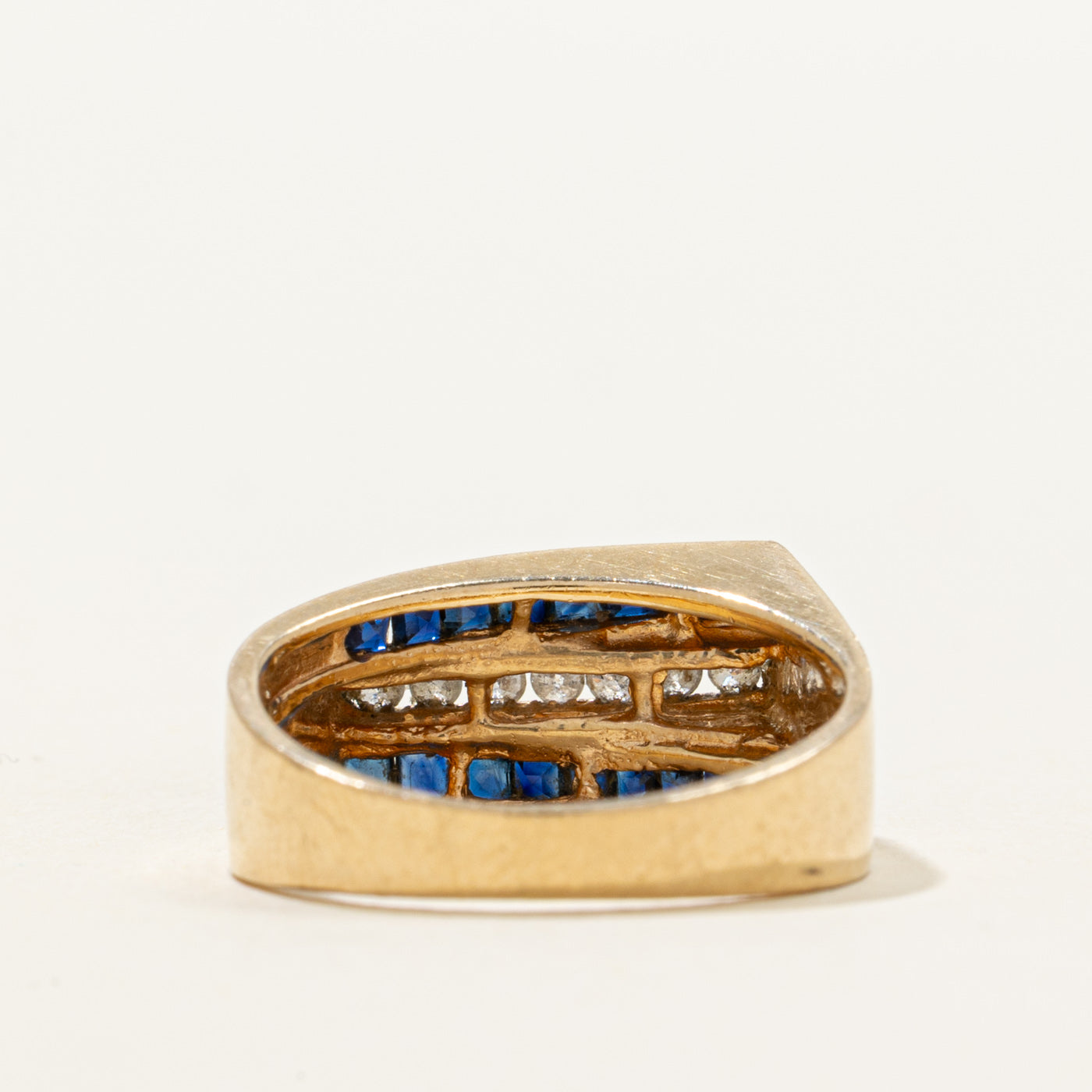 Channel Set Multi-Row Sapphire & Diamond Ring | 0.50ctw, 0.10ctw | SZ 5.25
