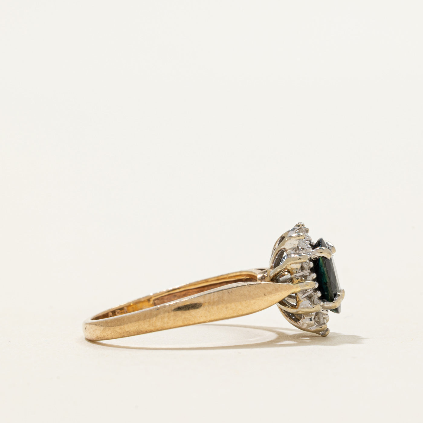 Oval Cut Sapphire & Diamond Petal Ring | 0.75ct, 0.10ctw | SZ 4.75