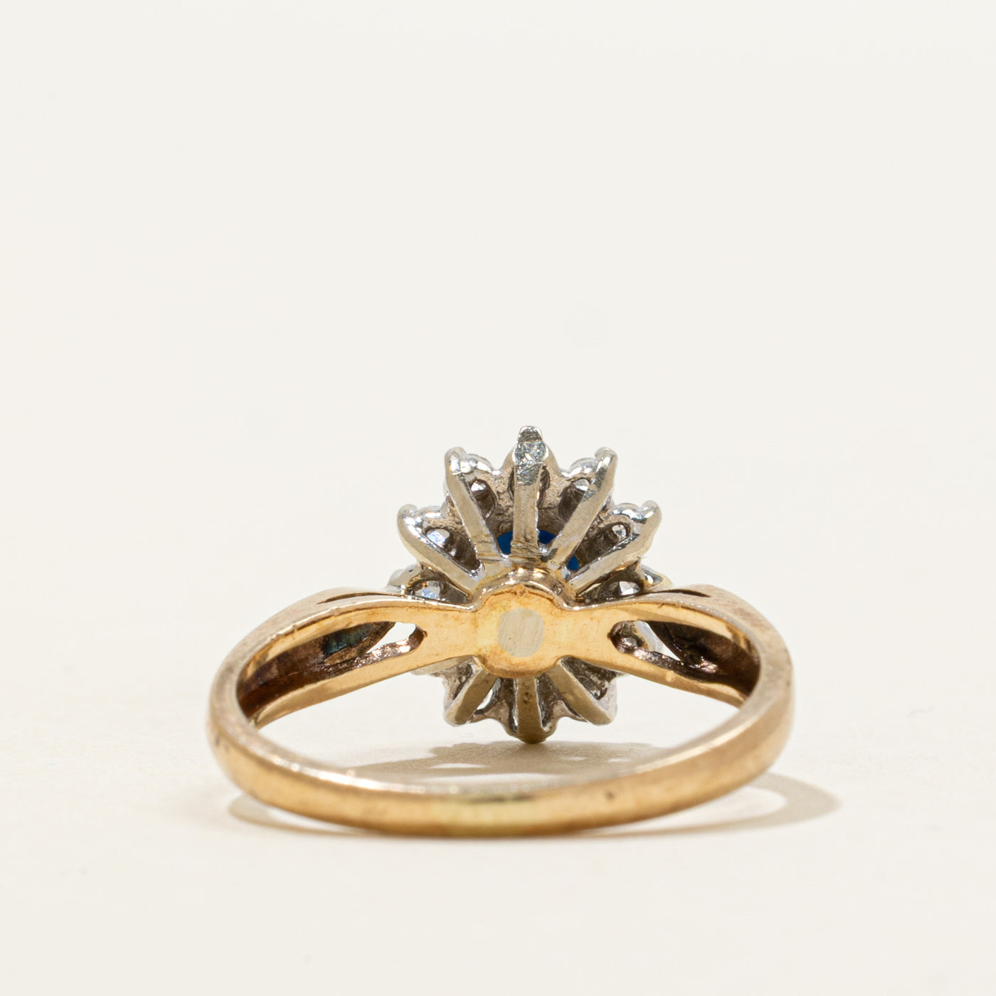 Oval Cut Sapphire & Diamond Petal Ring | 0.75ct, 0.10ctw | SZ 4.75