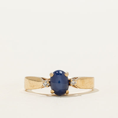 Cabochon Synthetic Star Sapphire & Diamond Ring | 1.00ct, 0.03ctw | SZ 7.25