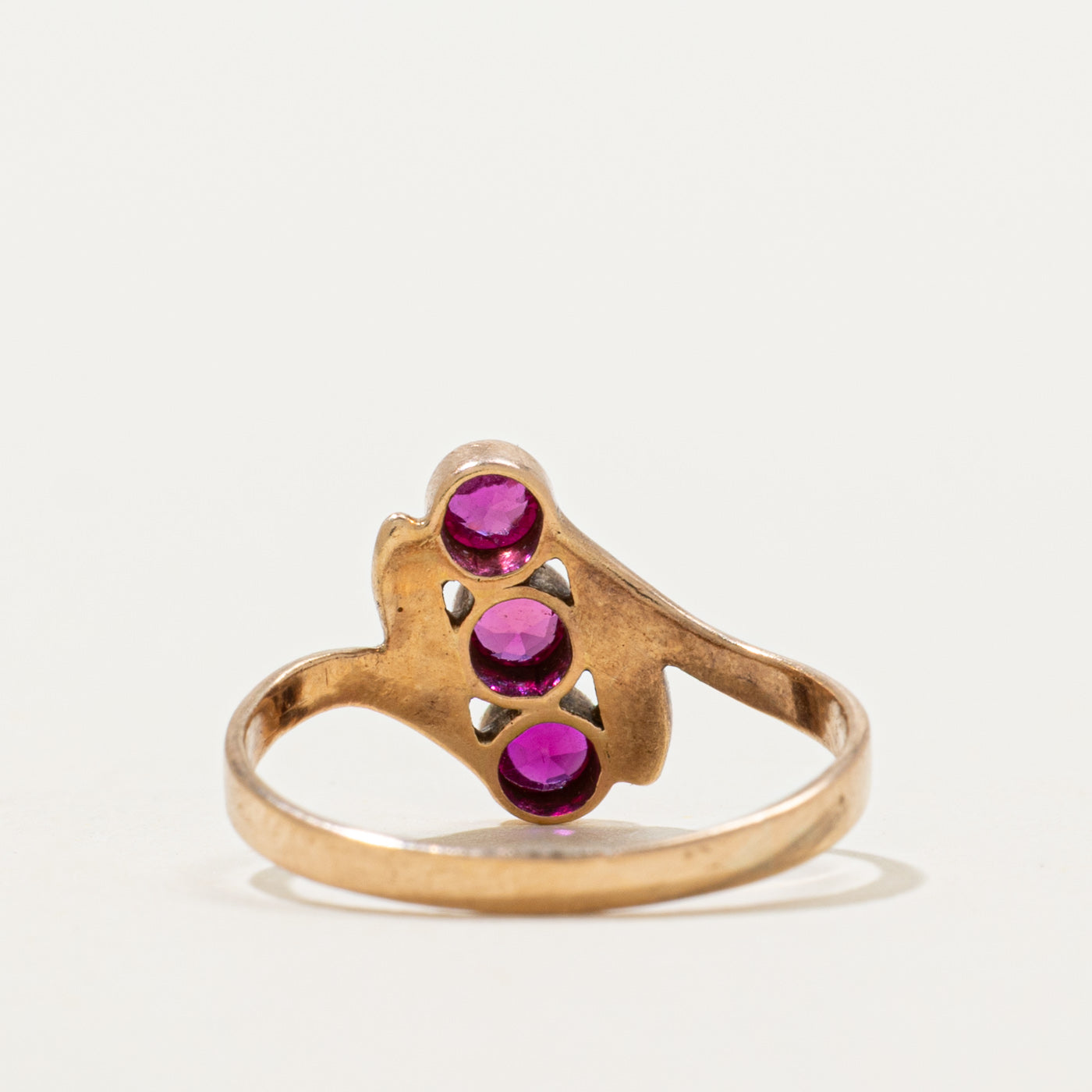 Bezel Set Diagonal Synthetic Ruby Ring | 0.26ctw | SZ 4.75