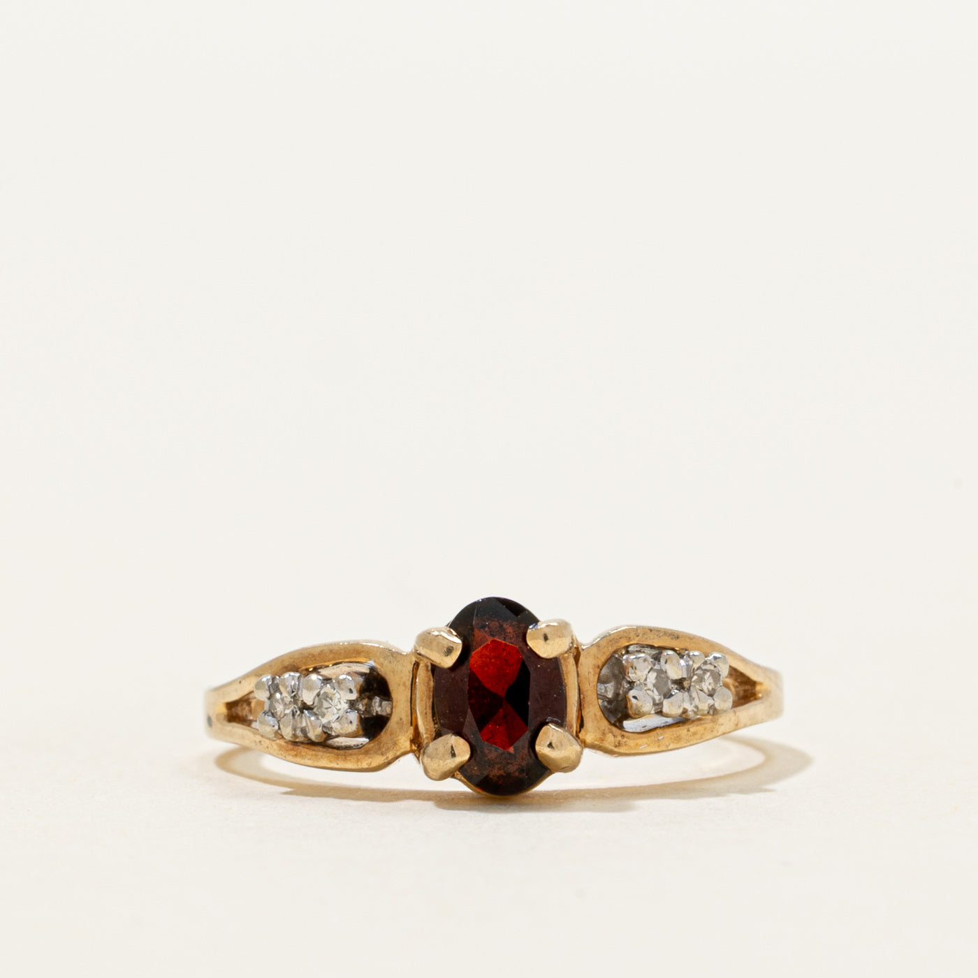 Basket Set Garnet & Diamond Ring | 0.50ct, 0.04ctw | SZ 5.5