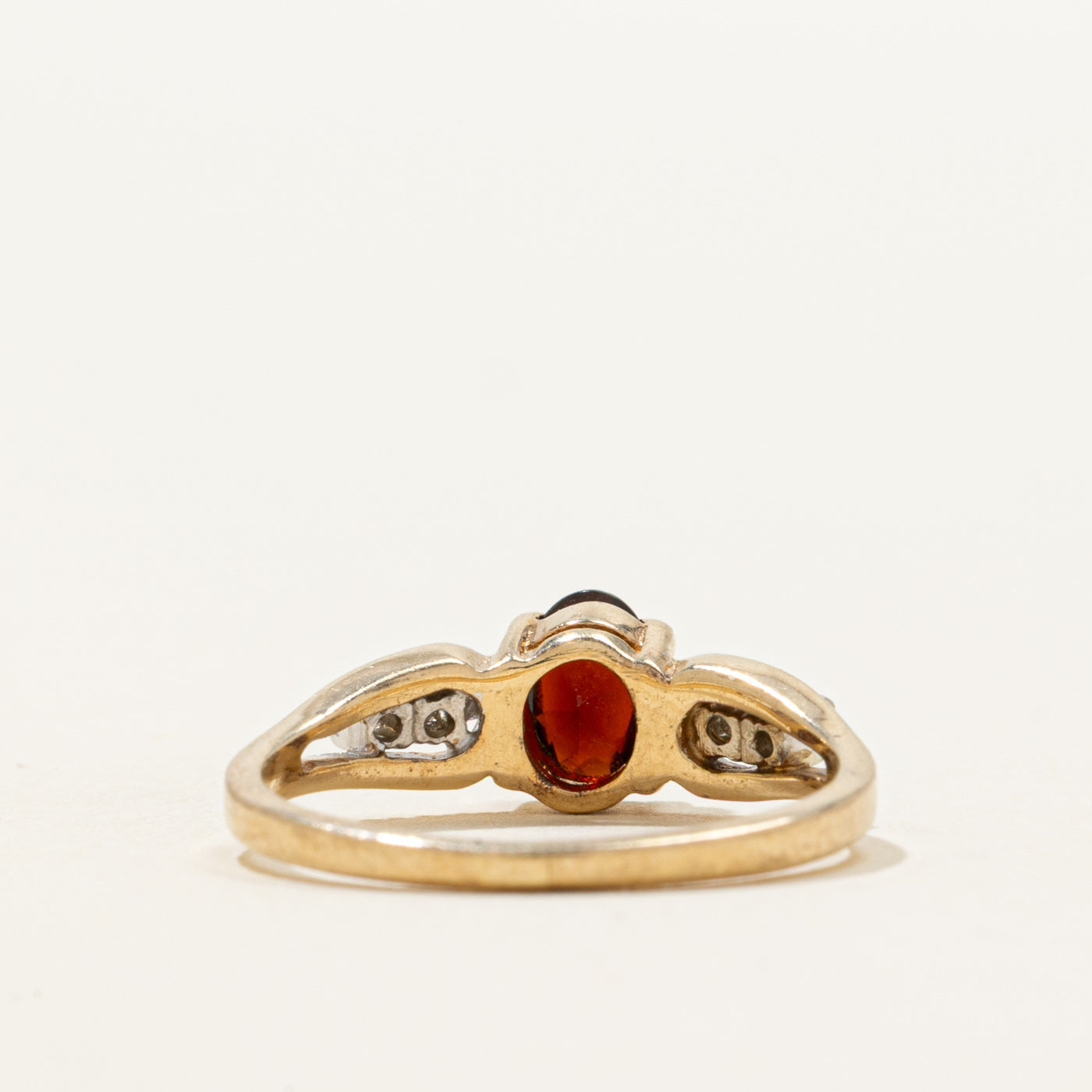 Basket Set Garnet & Diamond Ring | 0.50ct, 0.04ctw | SZ 5.5