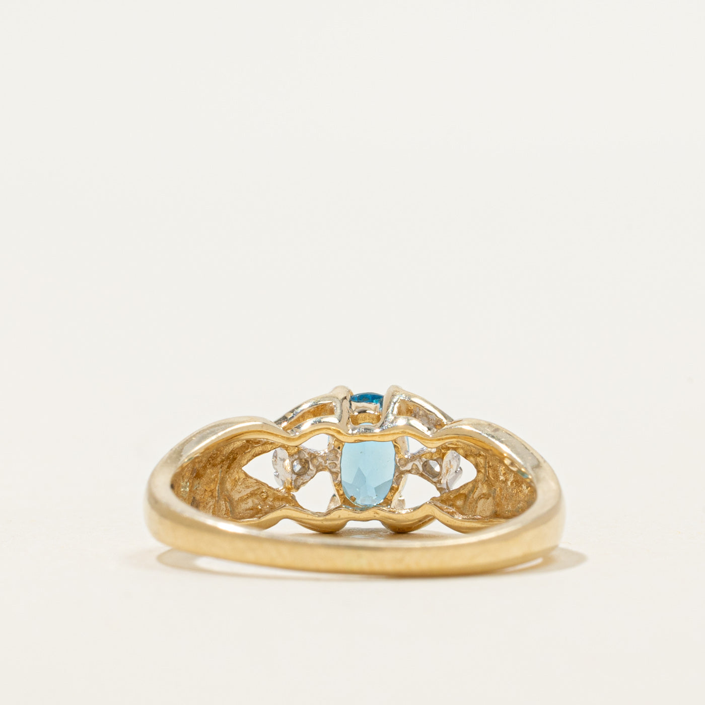 Blue Topaz & Diamond Textured Ring | 0.45ct, 0.04ctw | SZ 7