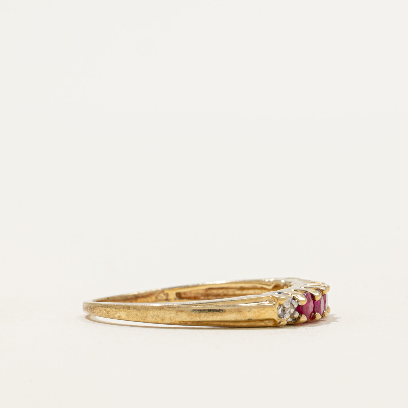 Five Stone Ruby & Diamond Ring | 0.30ctw, 0.01ctw | SZ 8