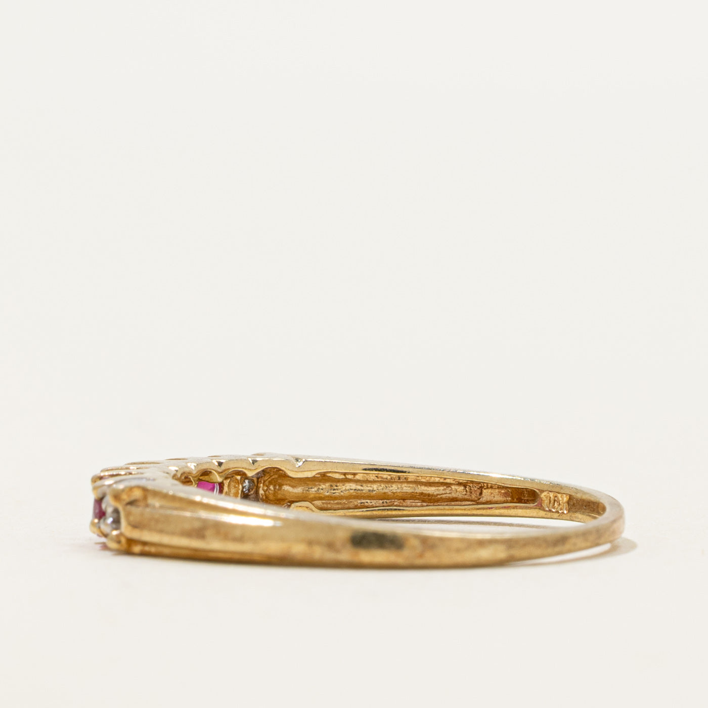 Five Stone Ruby & Diamond Ring | 0.30ctw, 0.01ctw | SZ 8