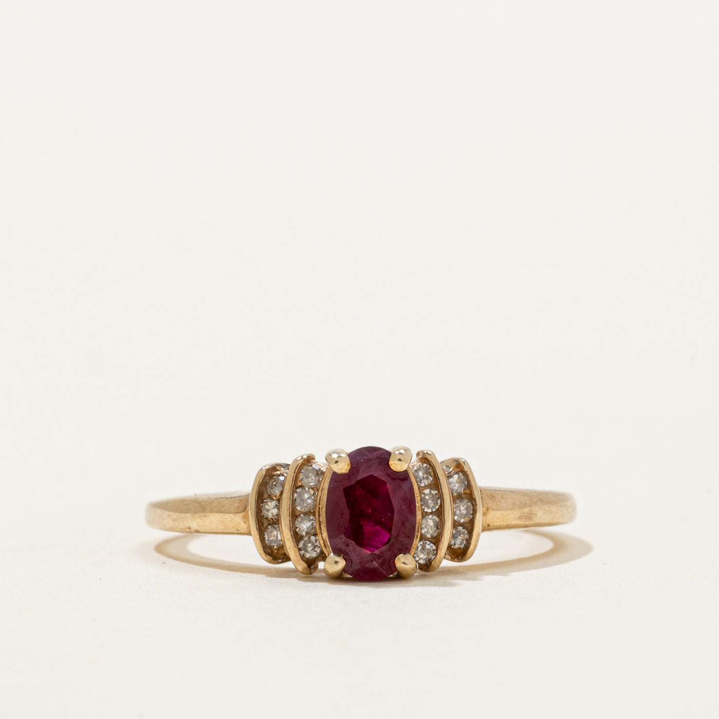 Oval Cut Ruby & Diamond Accented Ring | 0.46ct, 0.14ctw | SZ 6.75