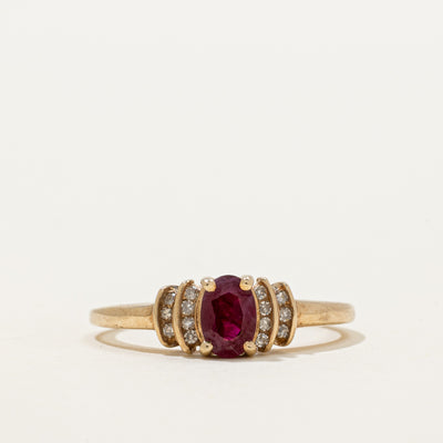 Oval Cut Ruby & Diamond Accented Ring | 0.46ct, 0.14ctw | SZ 6.75