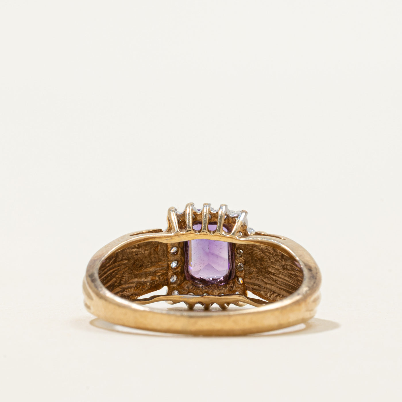 Amethyst & Diamond Halo Croissant Ring | 0.42ct, 0.09ctw | SZ 5.25