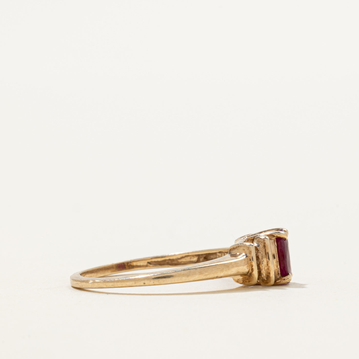 Oval Cut Ruby & Diamond Accented Ring | 0.46ct, 0.14ctw | SZ 6.75