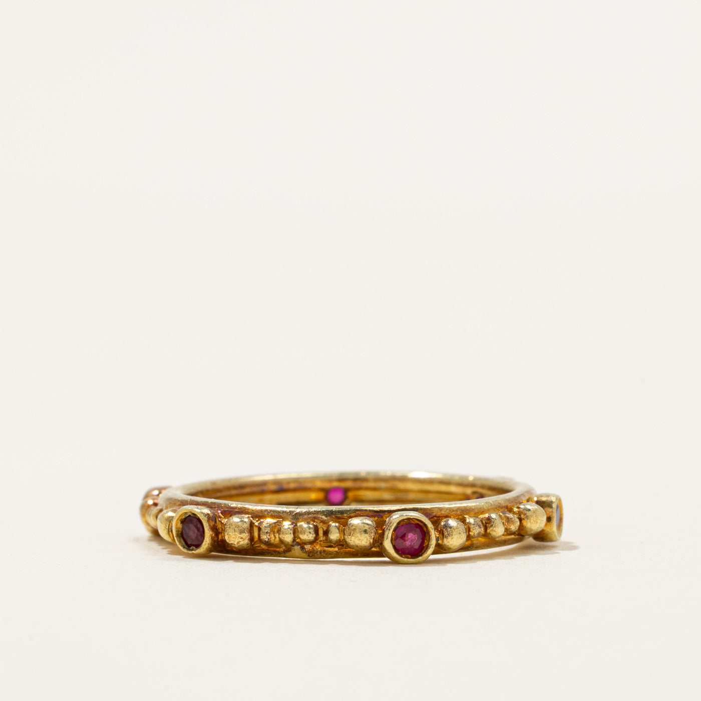 18k Bezel Set Eternity Ruby Band | 0.12ctw | 2.70mm | SZ 6.75