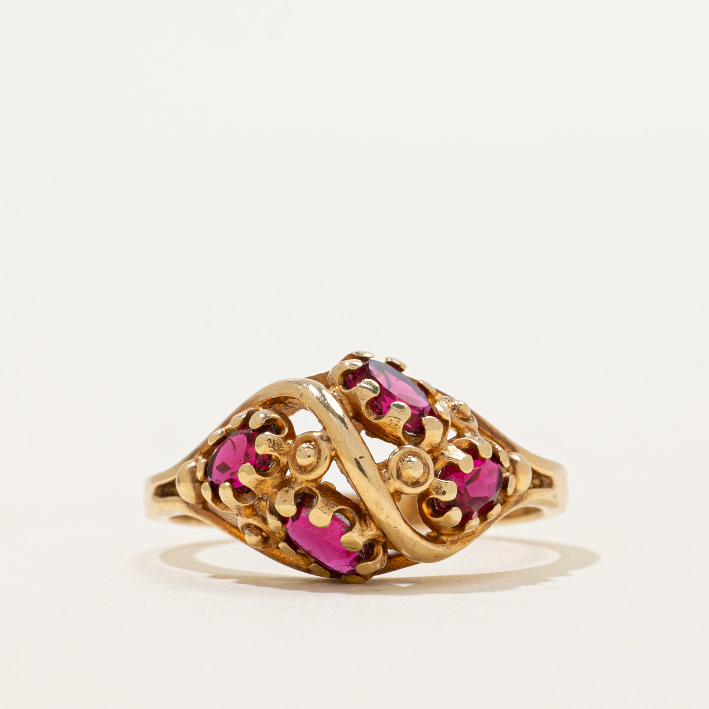 Four Stone Pasté Glass Openwork Ring | 1.60ctw | SZ 7