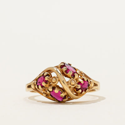 Four Stone Pasté Glass Openwork Ring | 1.60ctw | SZ 7