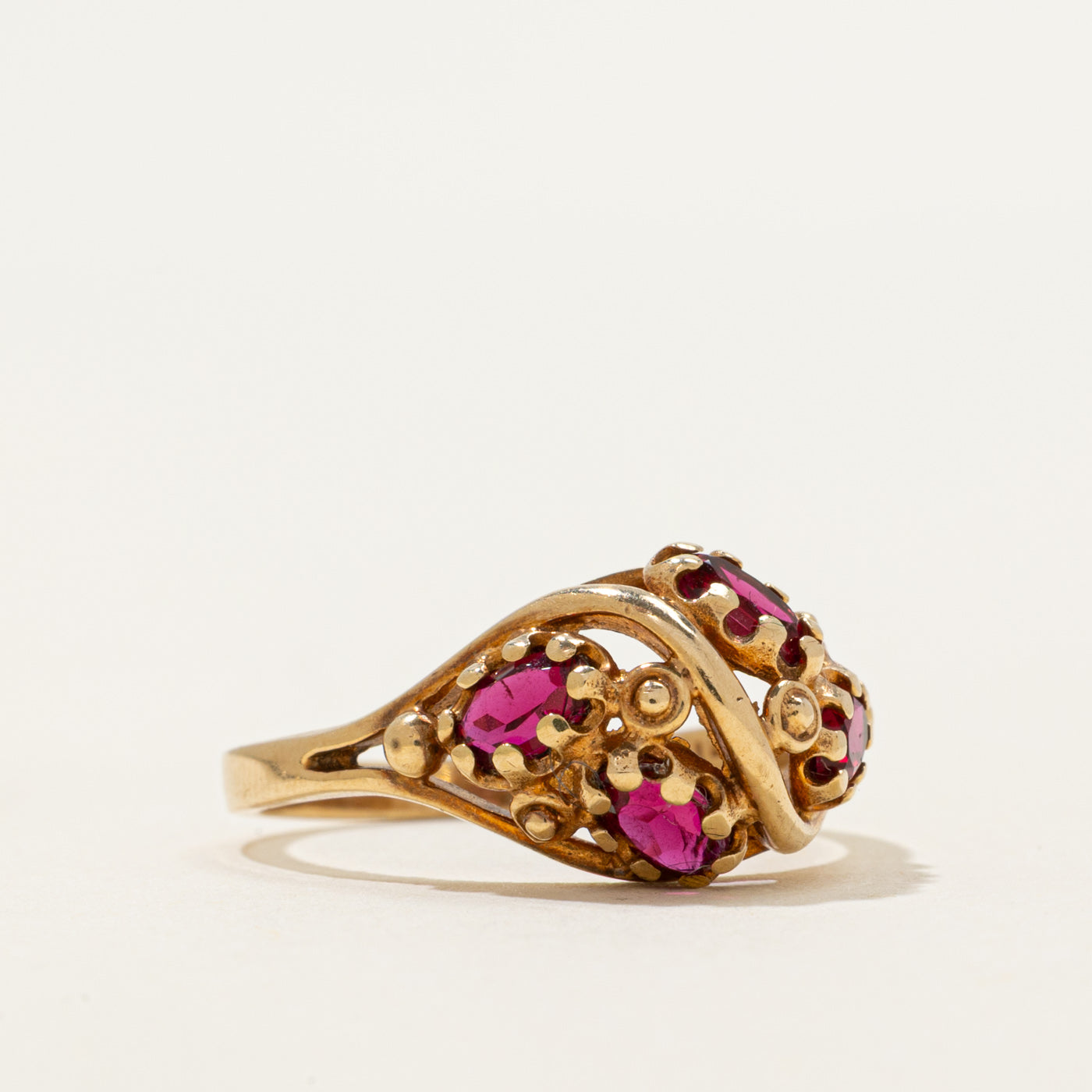 Four Stone Pasté Glass Openwork Ring | 1.60ctw | SZ 7